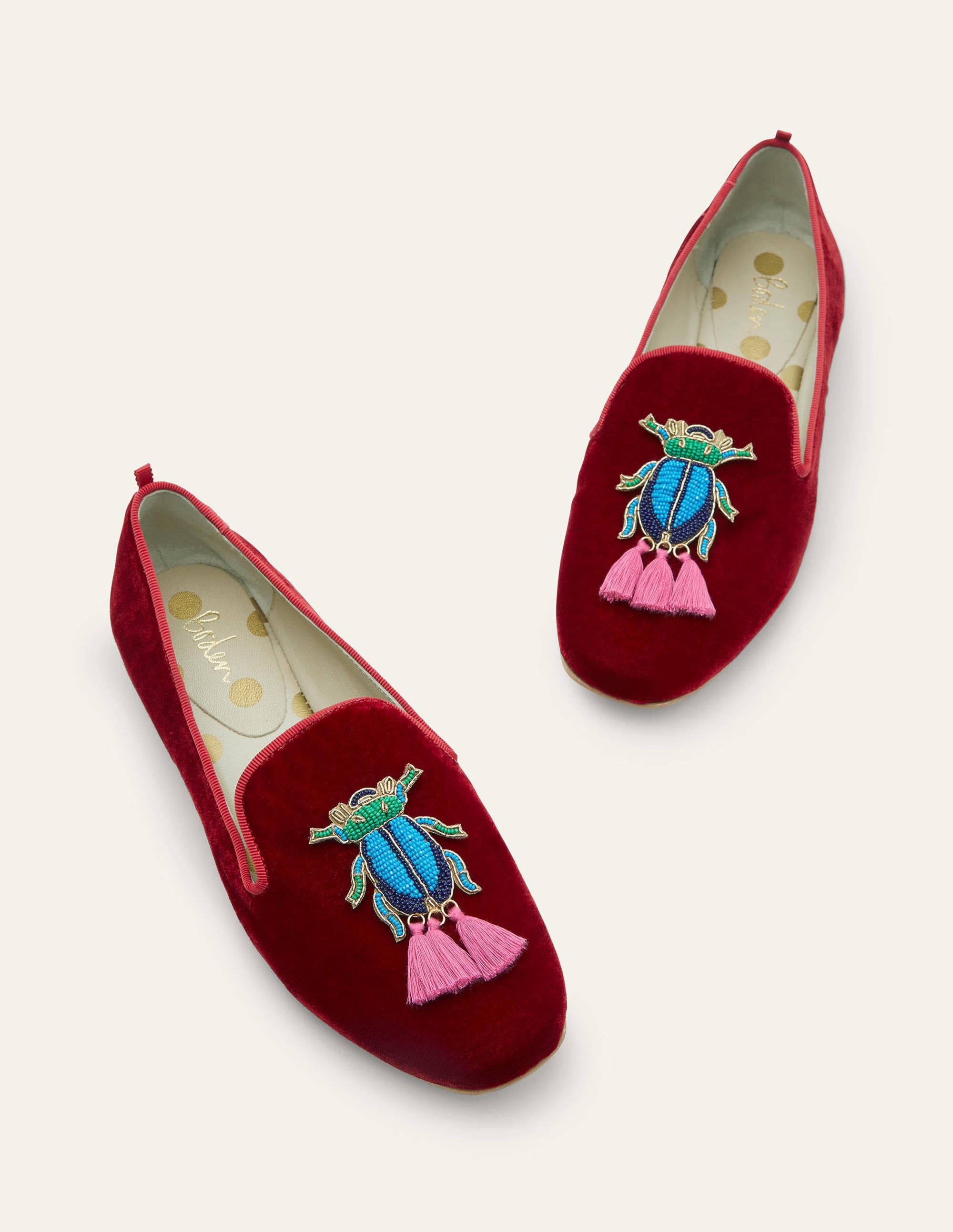 Mocassins ornementés Gabriella-Velours lie de vin/scarabée - Image 3