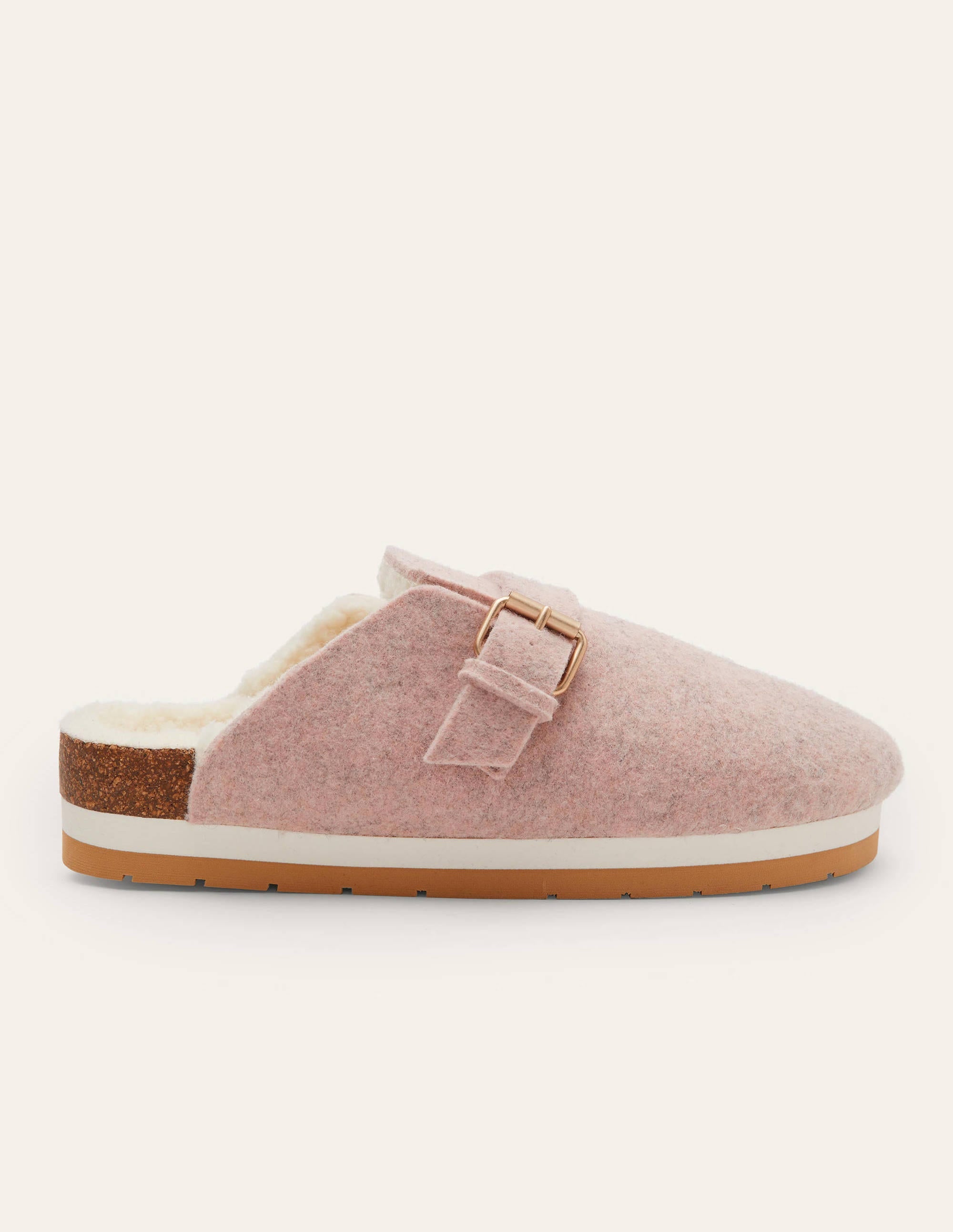 Mules à doublure borg-Feutre rose chiné - Image 2
