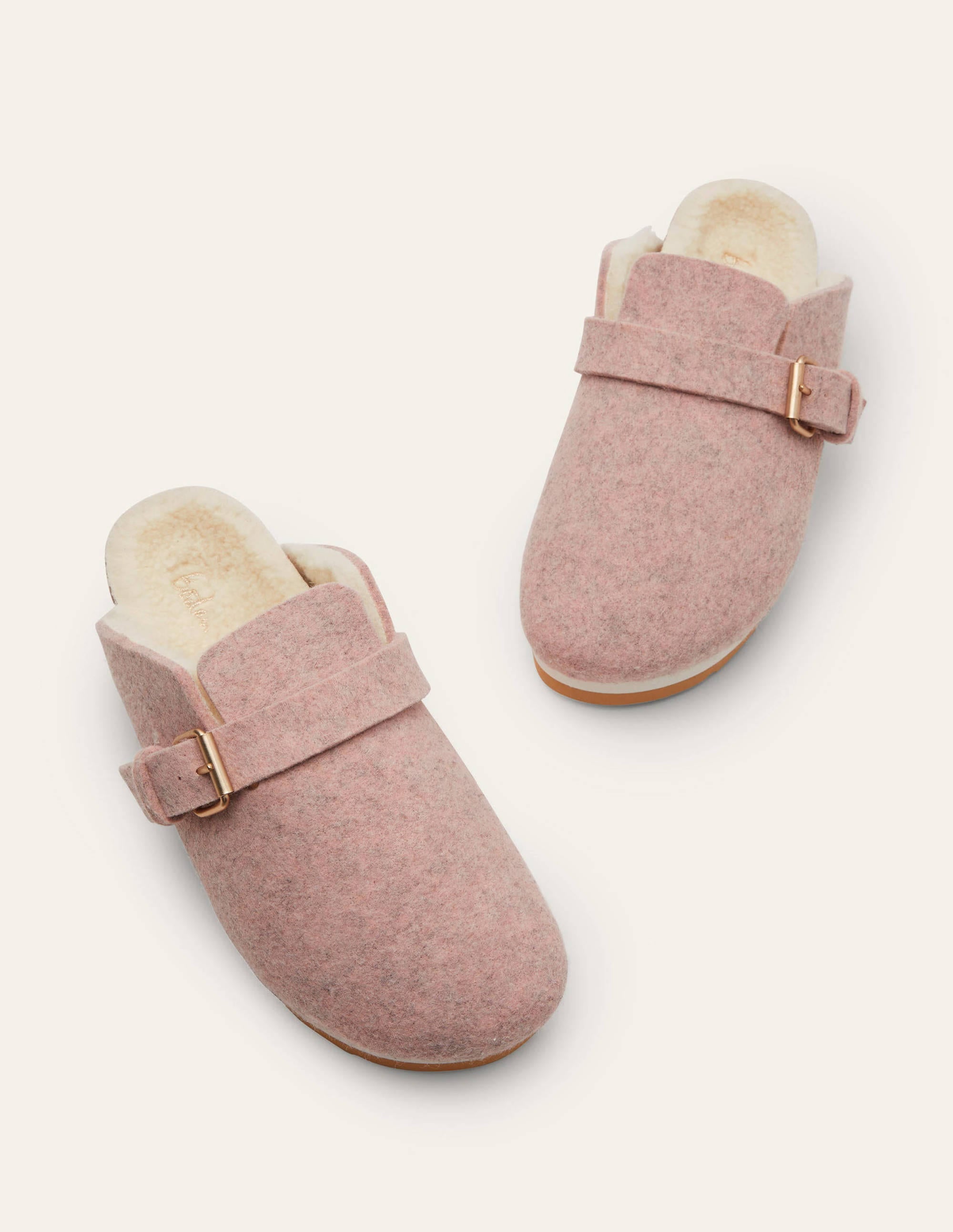 Mules à doublure borg-Feutre rose chiné - Image 3