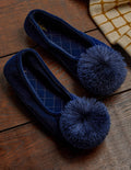 Chaussons à pompon-Bleu marine