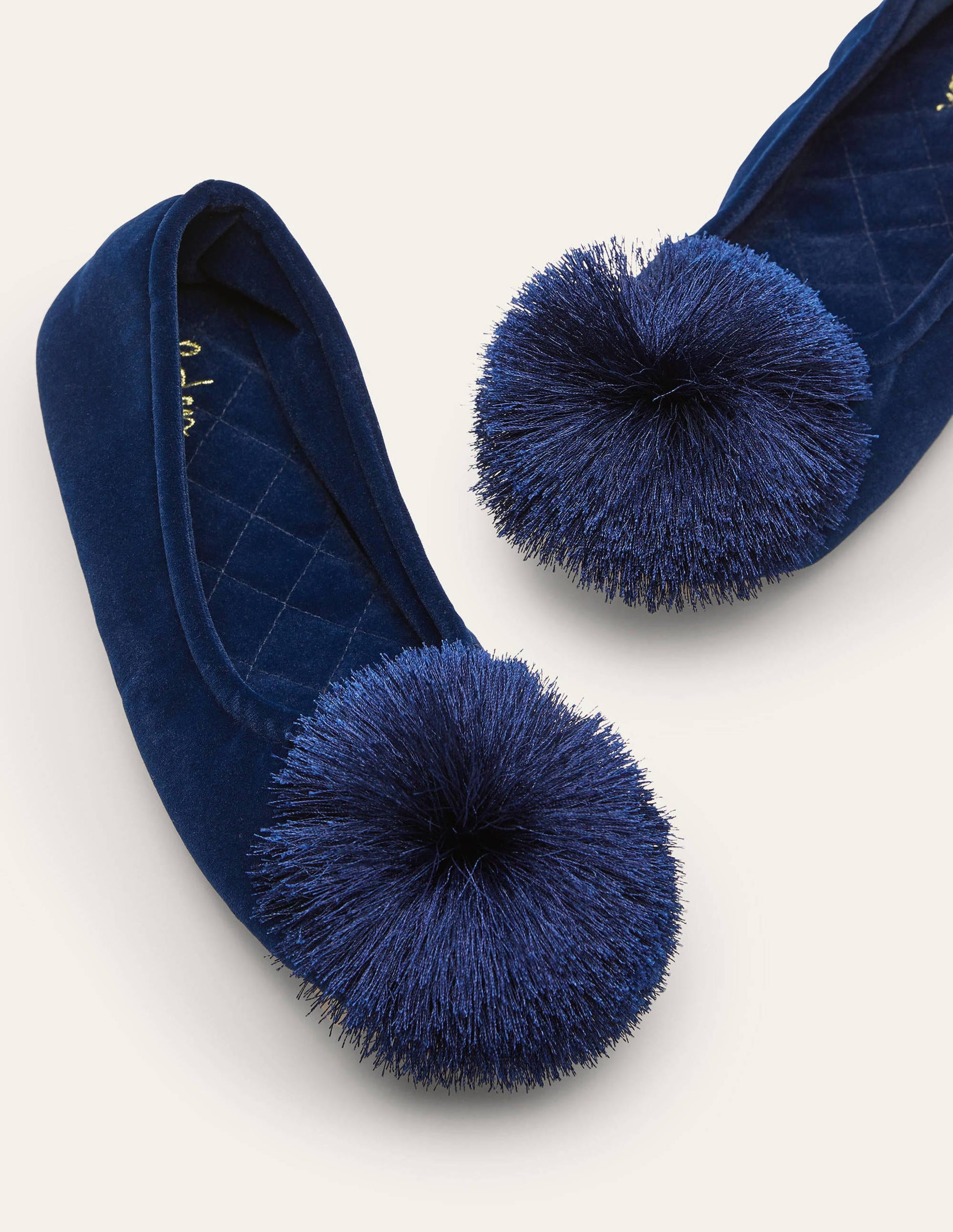 Chaussons à pompon-Bleu marine-3