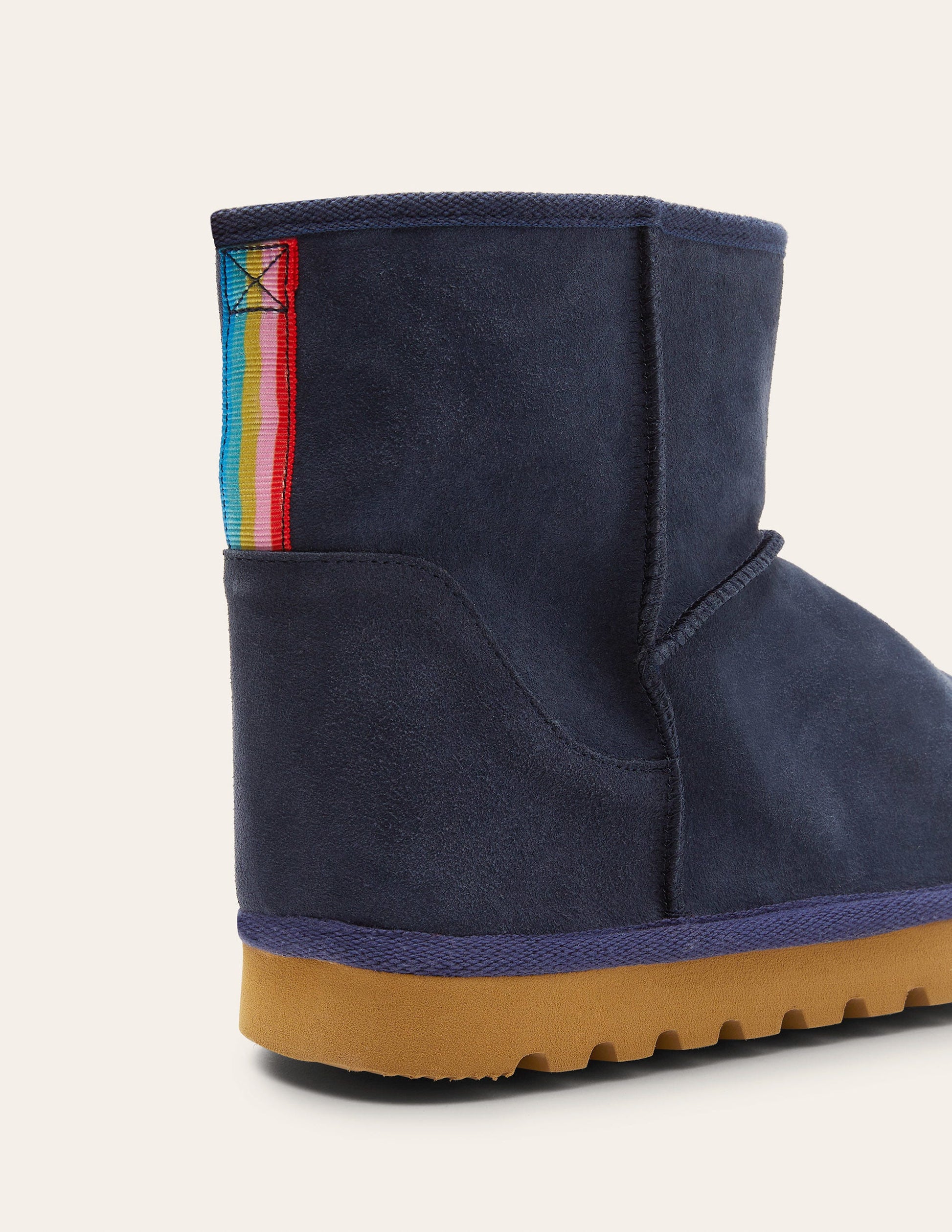 Hausschuhstiefel mit Borg-Futter-Marineblau-4