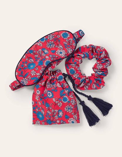 Set aus Augenmaske und Scrunchie-Hellrot, Zartes Blumenmuster-1