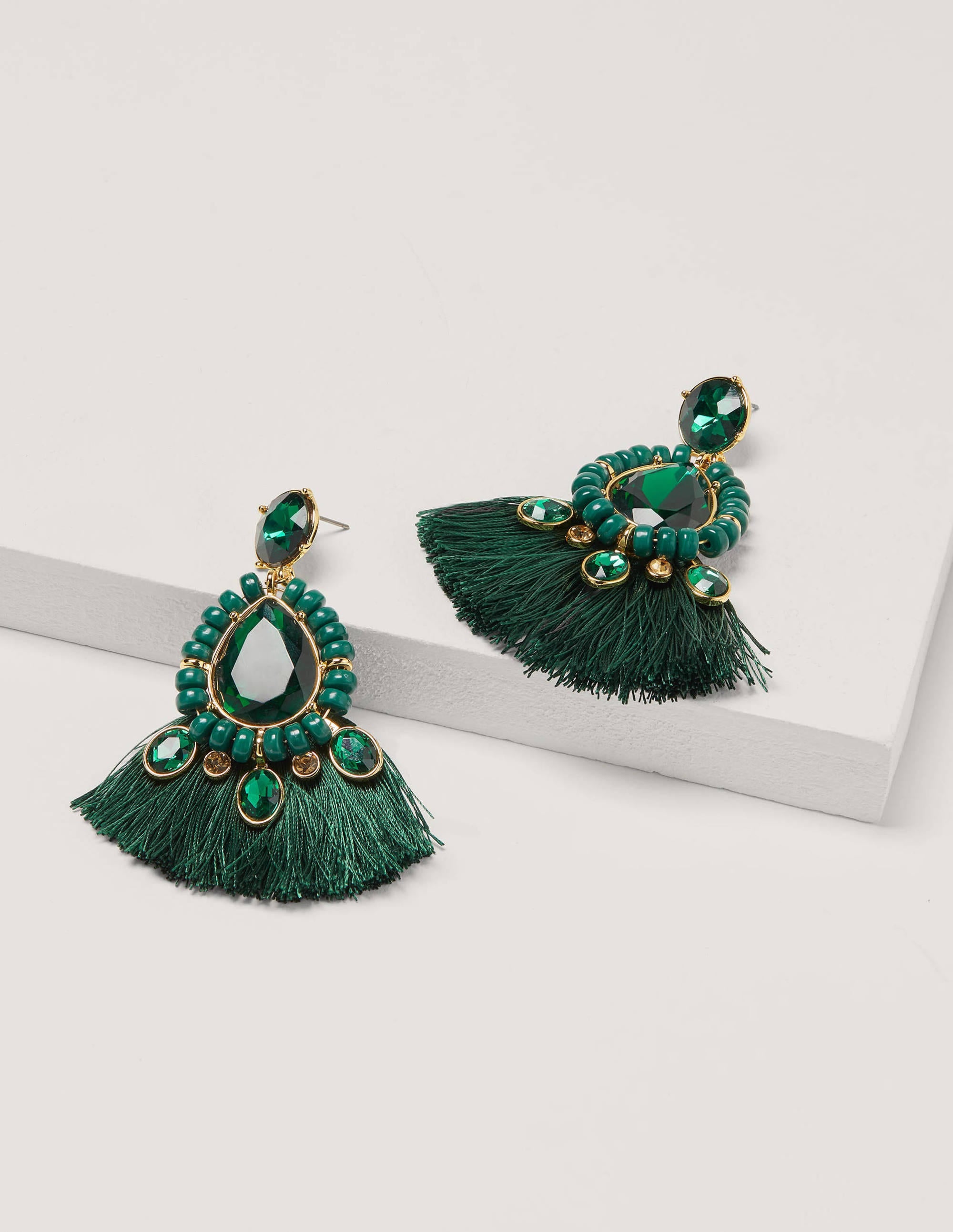 Jewelled Fringe Earrings-Midnight Garden - Image 2