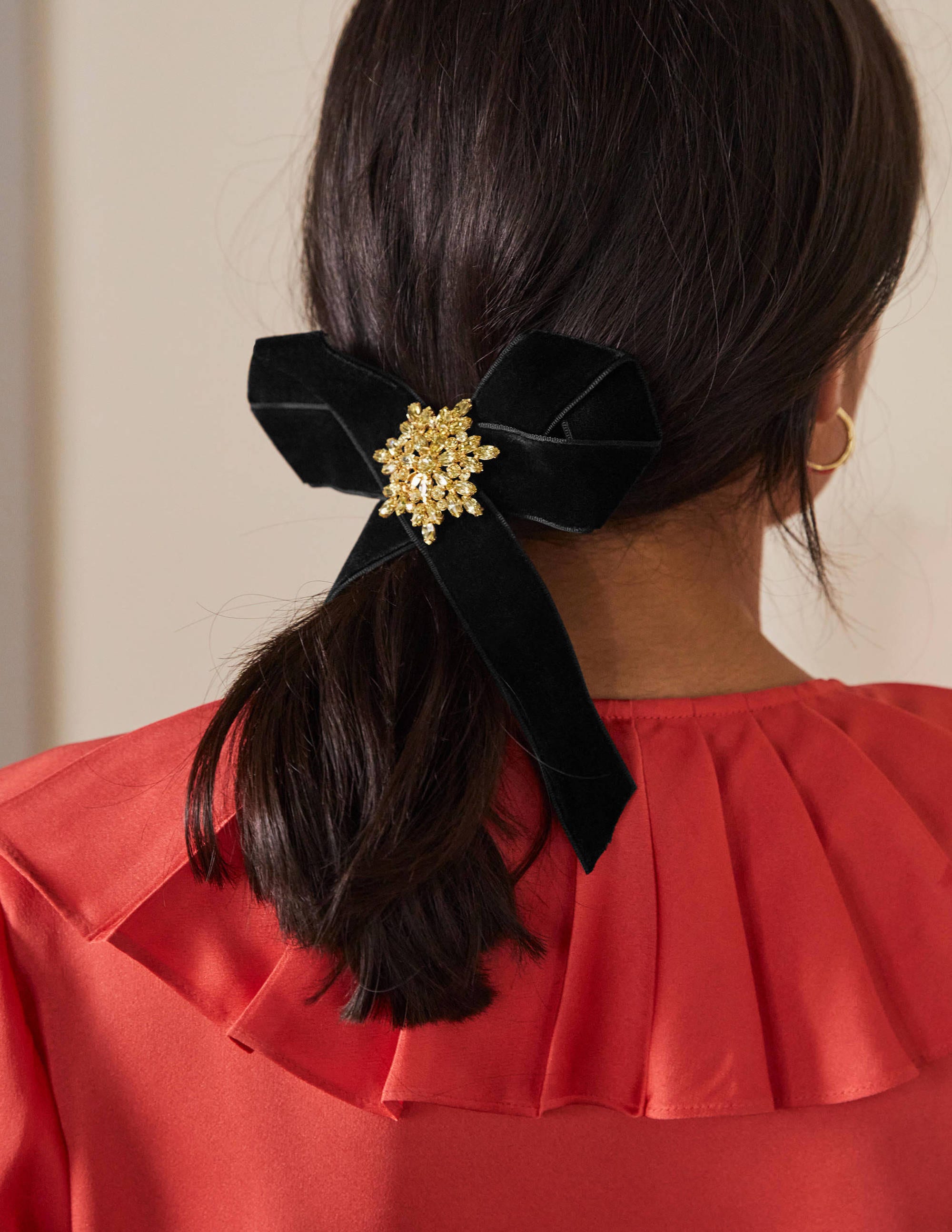 Haarclip mit Samtschleife-Schwarz - Image 1