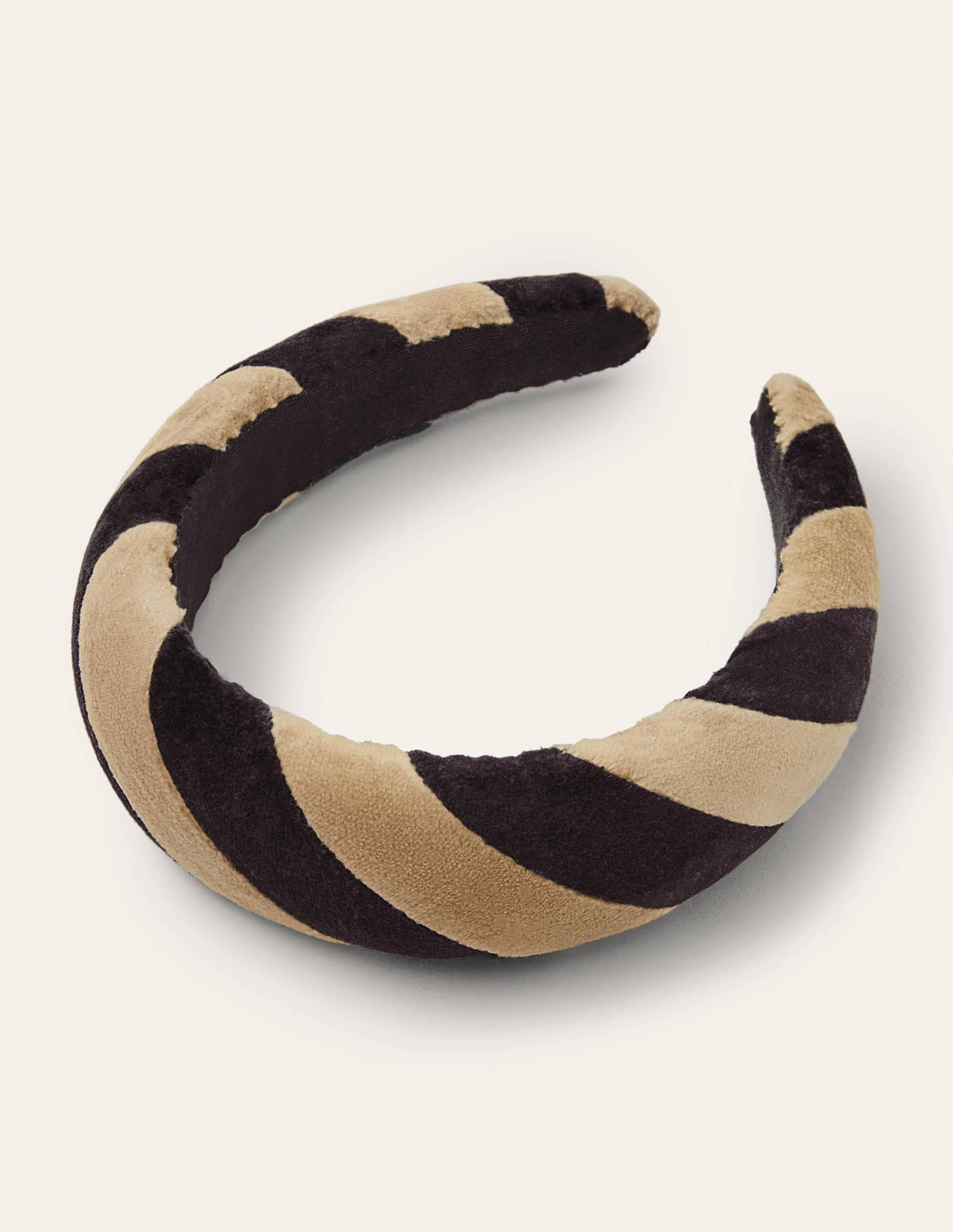 Serre-tête en velours-Noir/camel - Image 2
