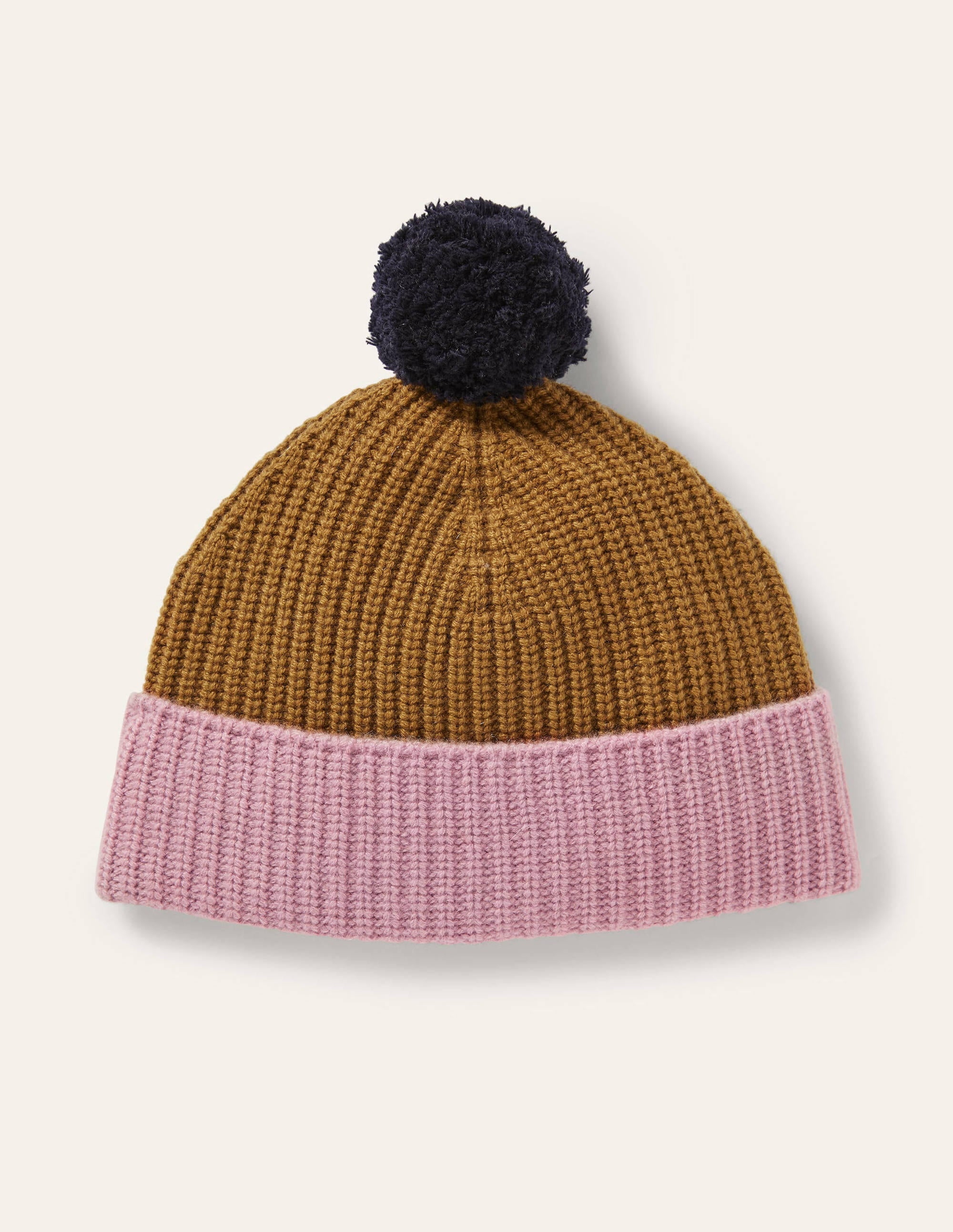 Kaschmirmütze in Blockfarben-Navy/Altes Moosgrün/Violett - Image 1