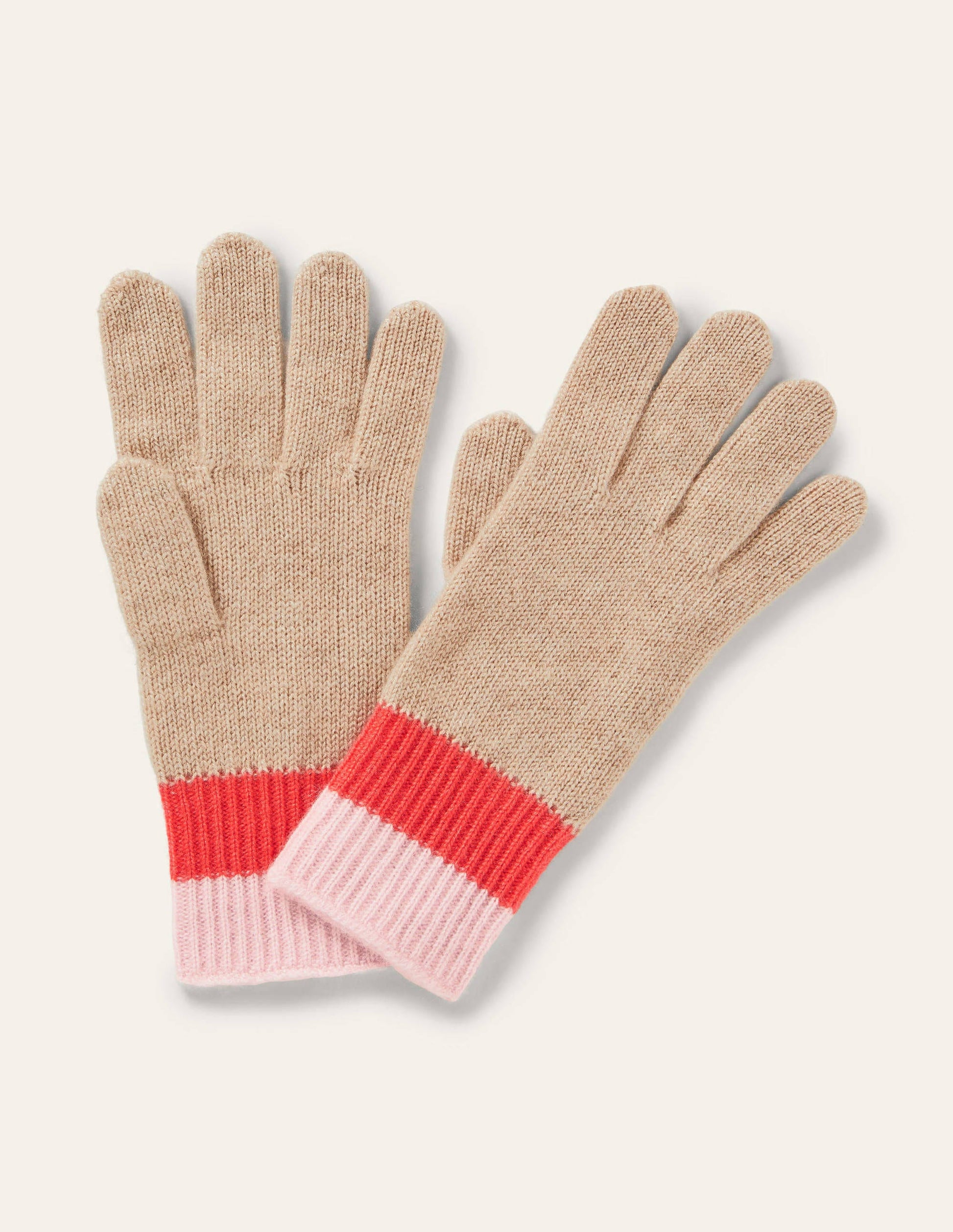 Gants colourblock en cachemire-Chinchilla/milkshake/corail-1