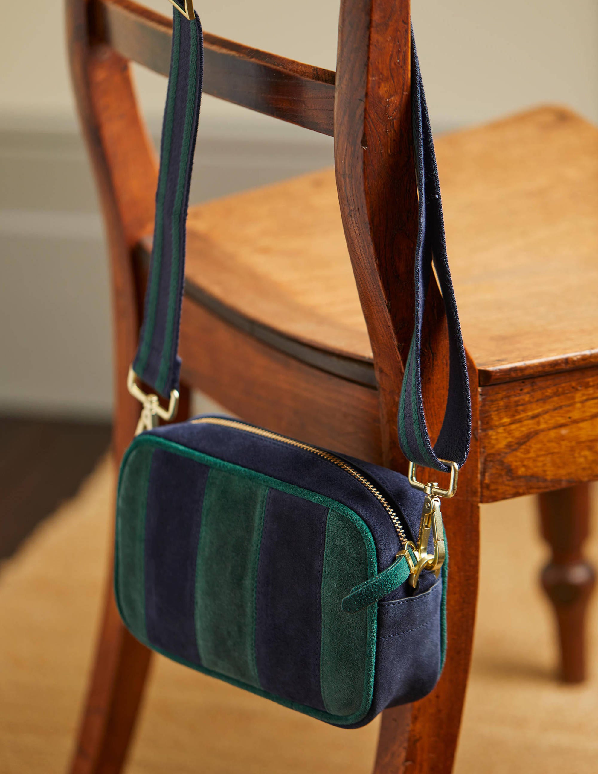 Sac à bandoulière en cuir-Bleu marine - Image 1