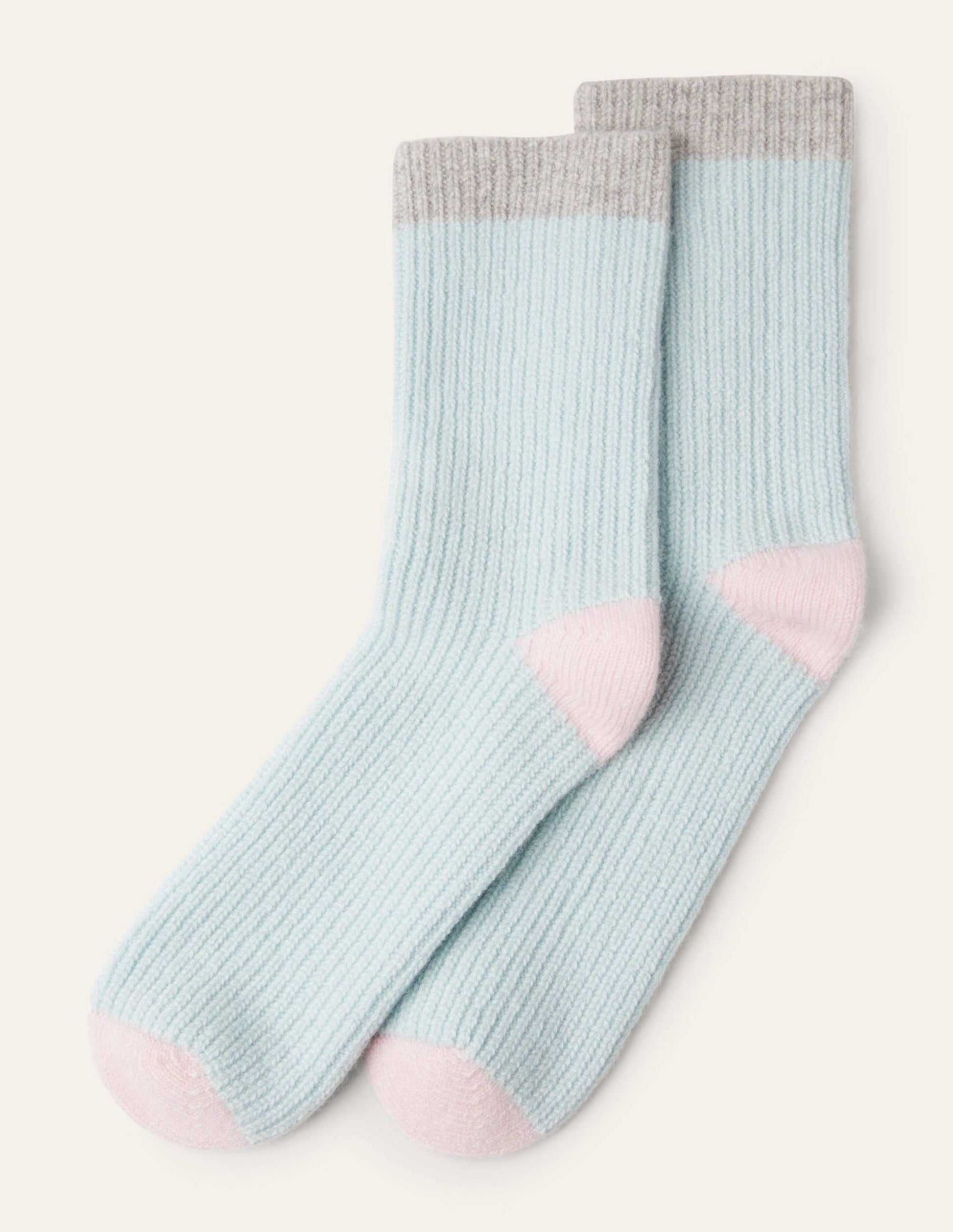Chaussettes d'intérieur en cachemire-Eau douce/gris/milkshake-1