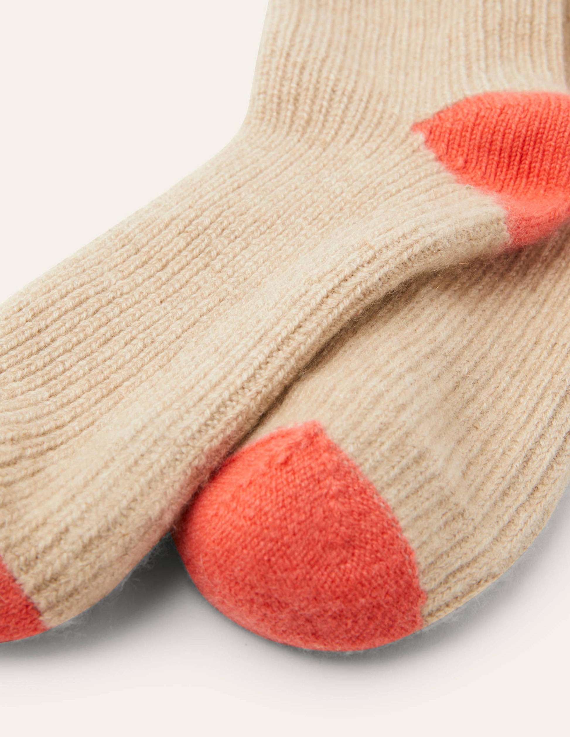 Cashmere Bed Socks-Chinchilla/Milkshake/Coral-2