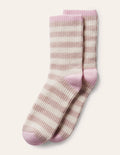 Bettsocken aus Kaschmir-Grau-Braun/Naturweiß/Milchshake