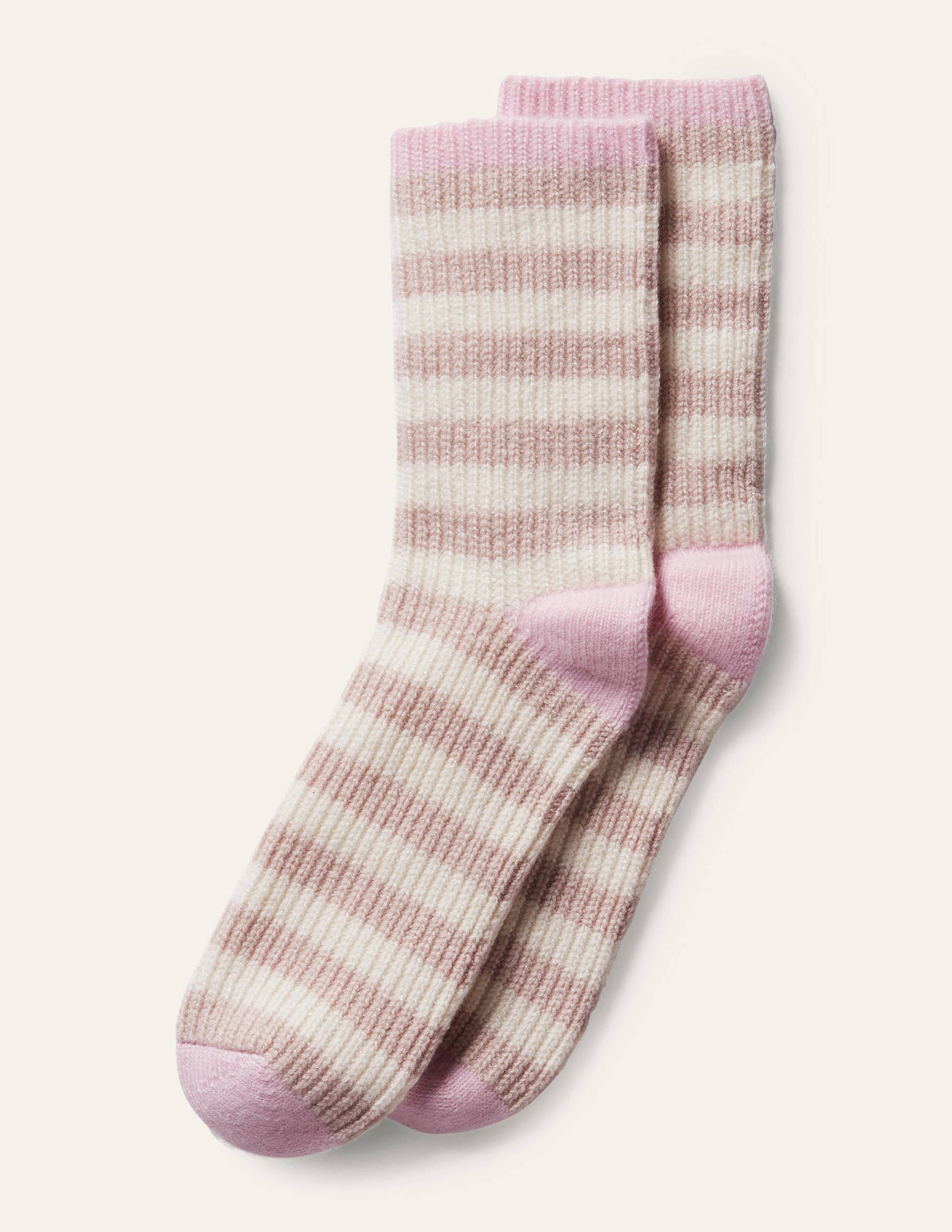 Bettsocken aus Kaschmir-Grau-Braun/Naturweiß/Milchshake-1