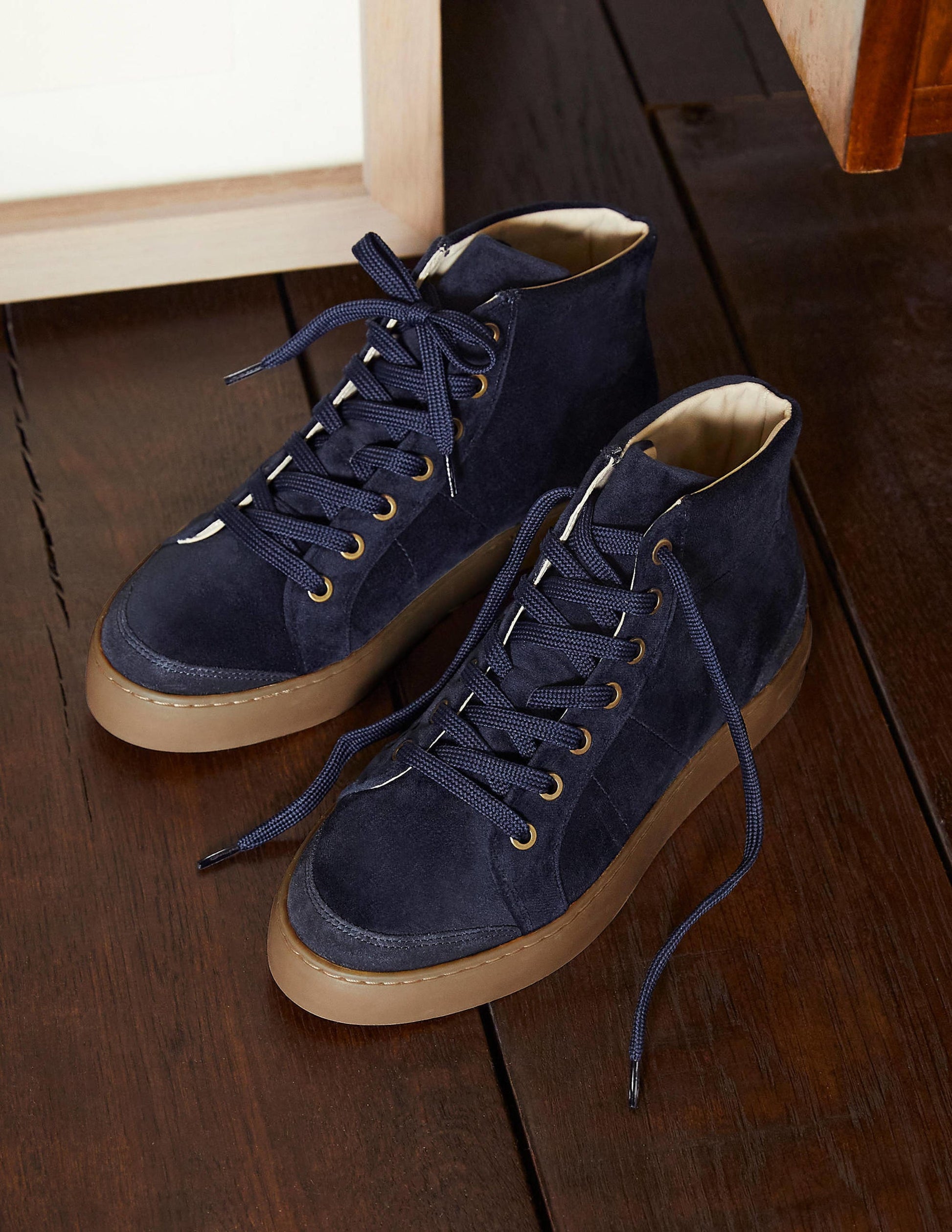 Baskets montantes Emma en velours-Bleu marine-1
