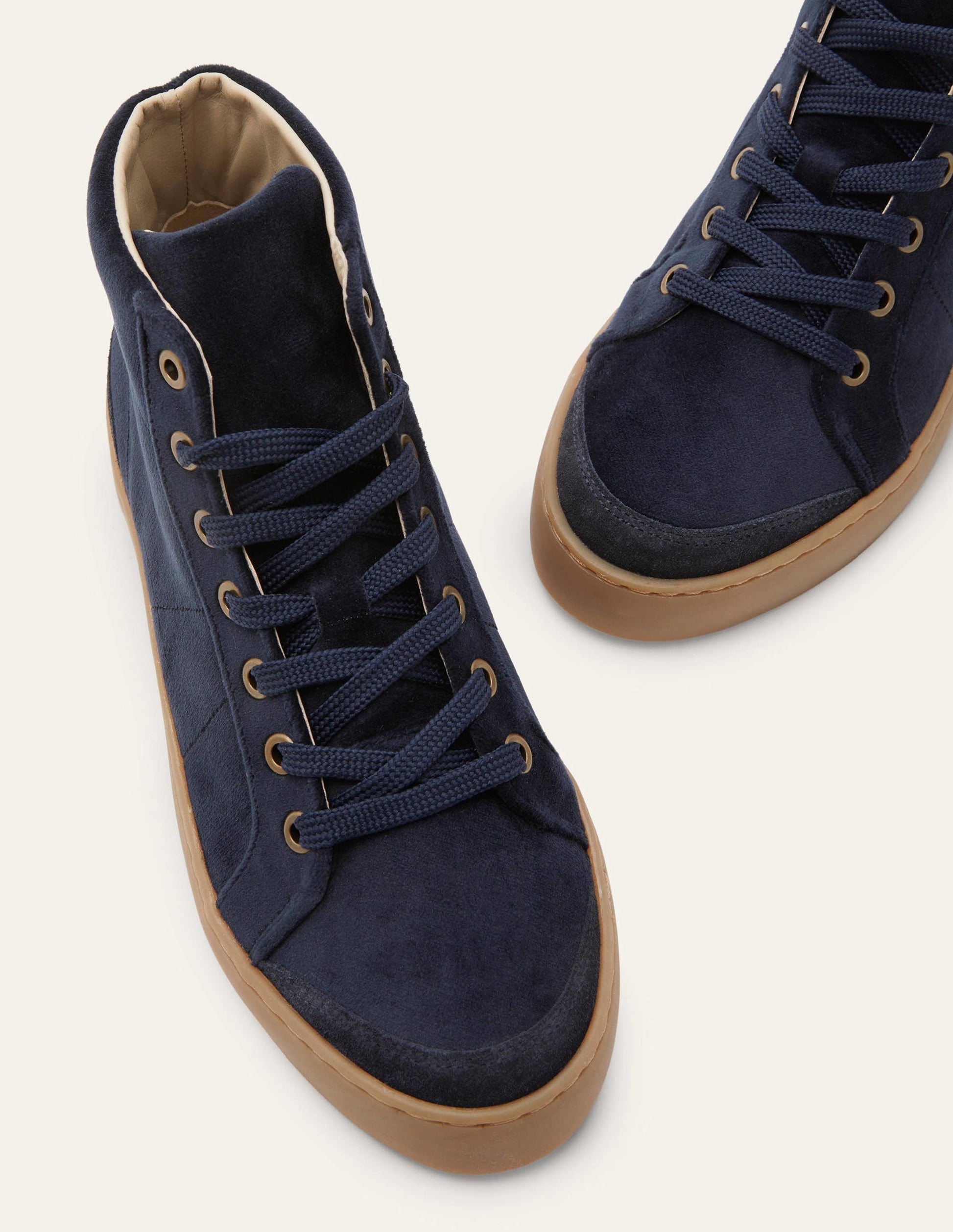 Baskets montantes Emma en velours-Bleu marine-3