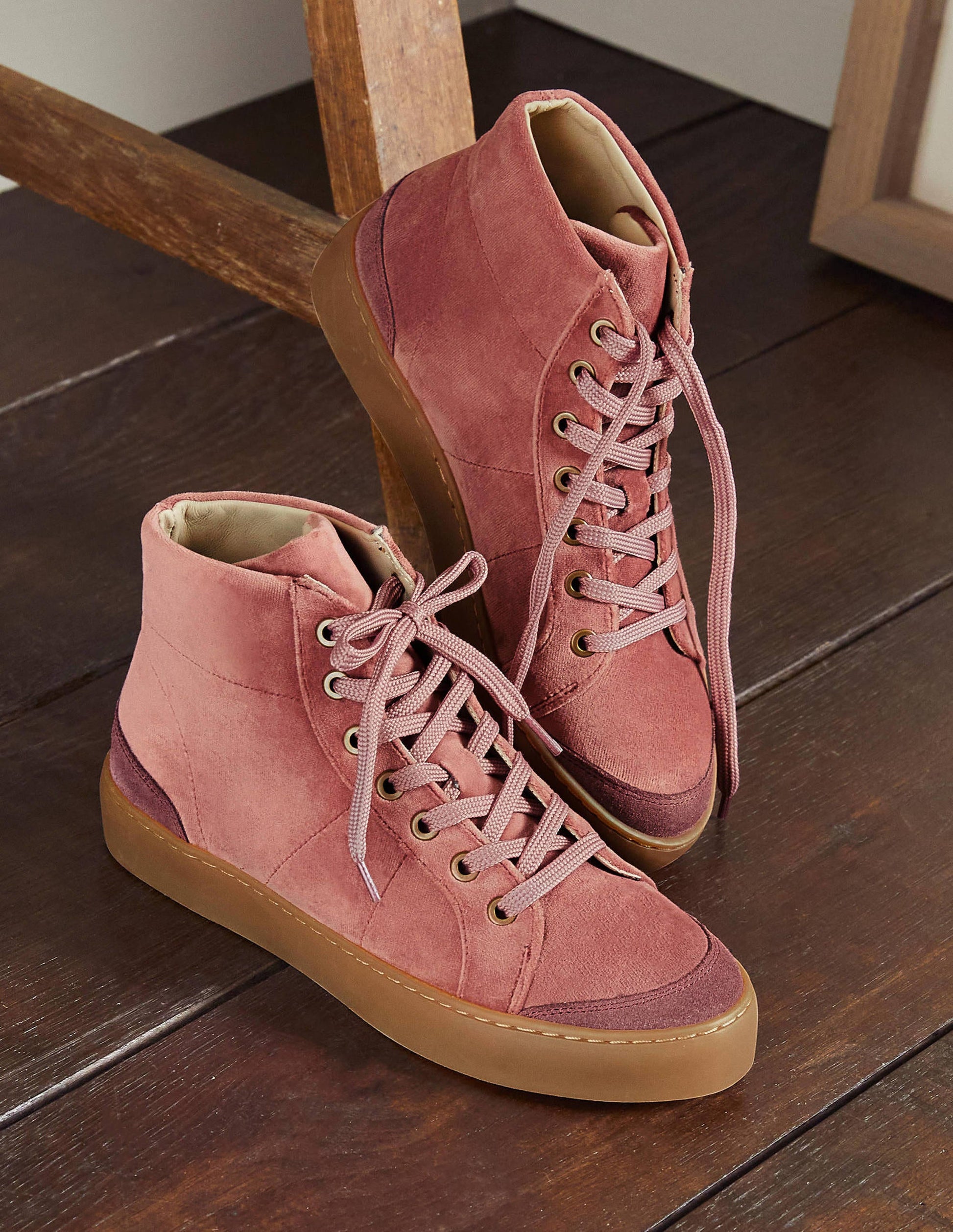 Emma Knöchelhohe Turnschuhe aus Samt-Graurosa-1