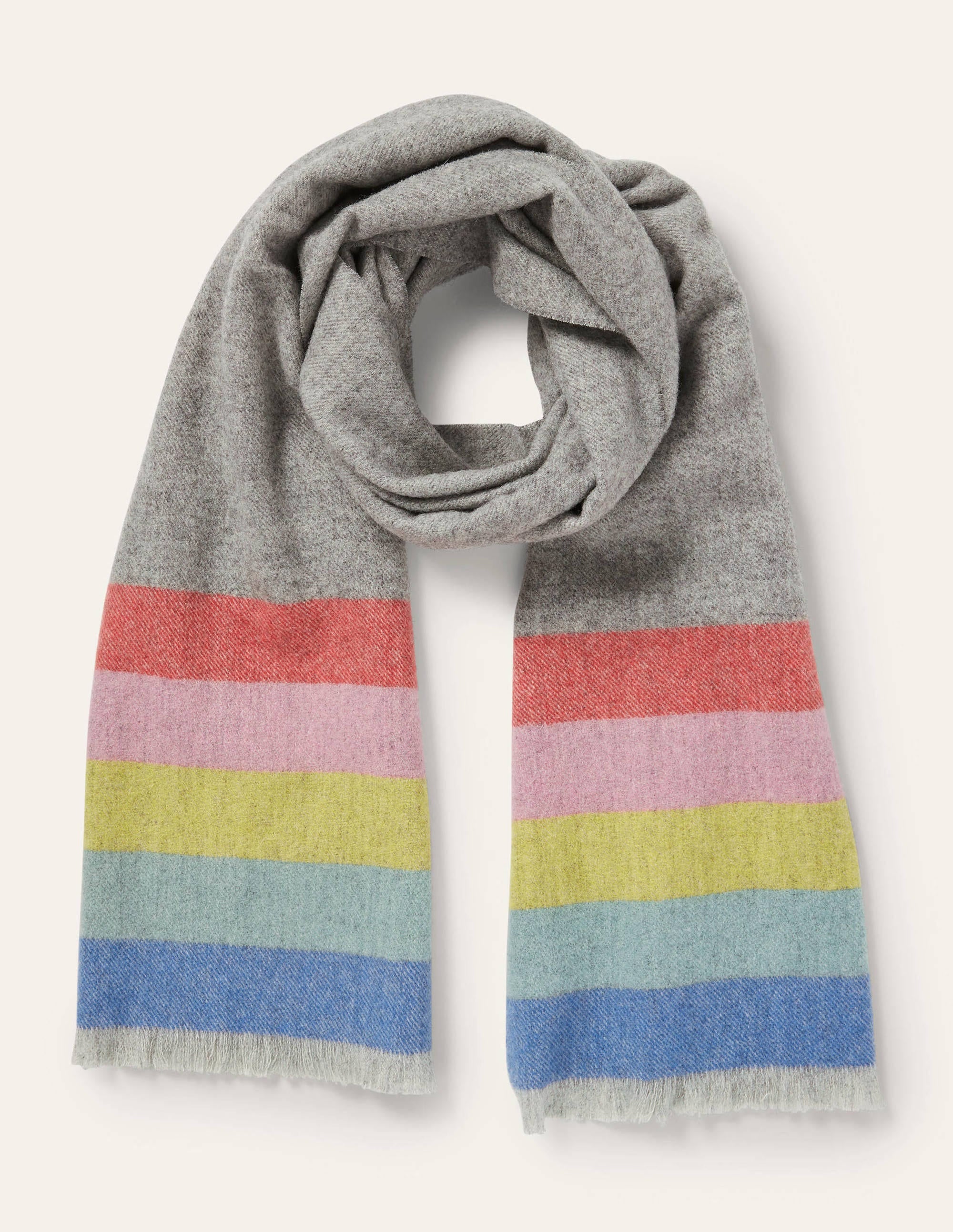 Wollschal-Grau, Regenbogenstreifen - Image 1