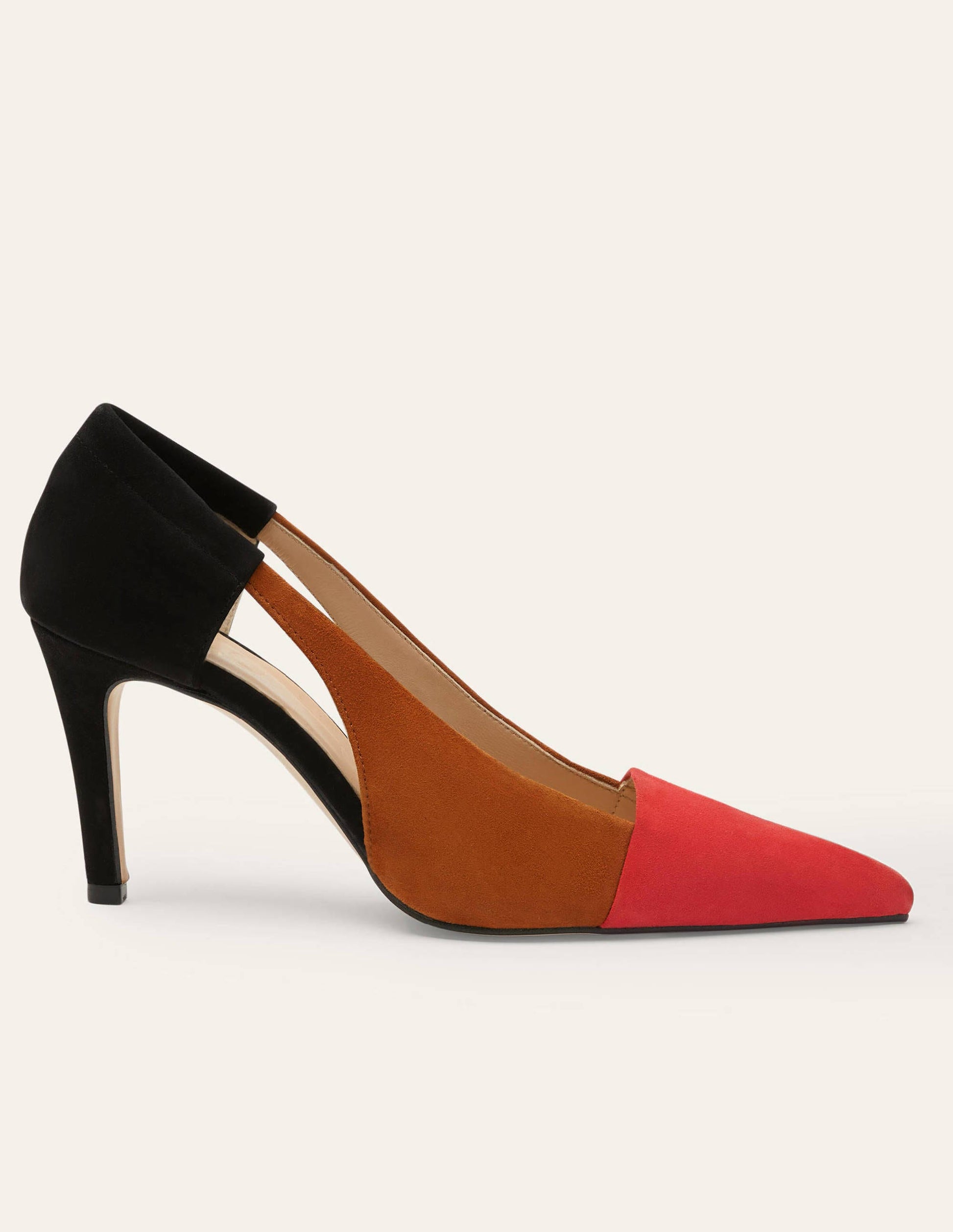 Pumps aus Veloursleder mit Cut-Out-Details-Schwarz/Weihrauch/Paprikarot-2