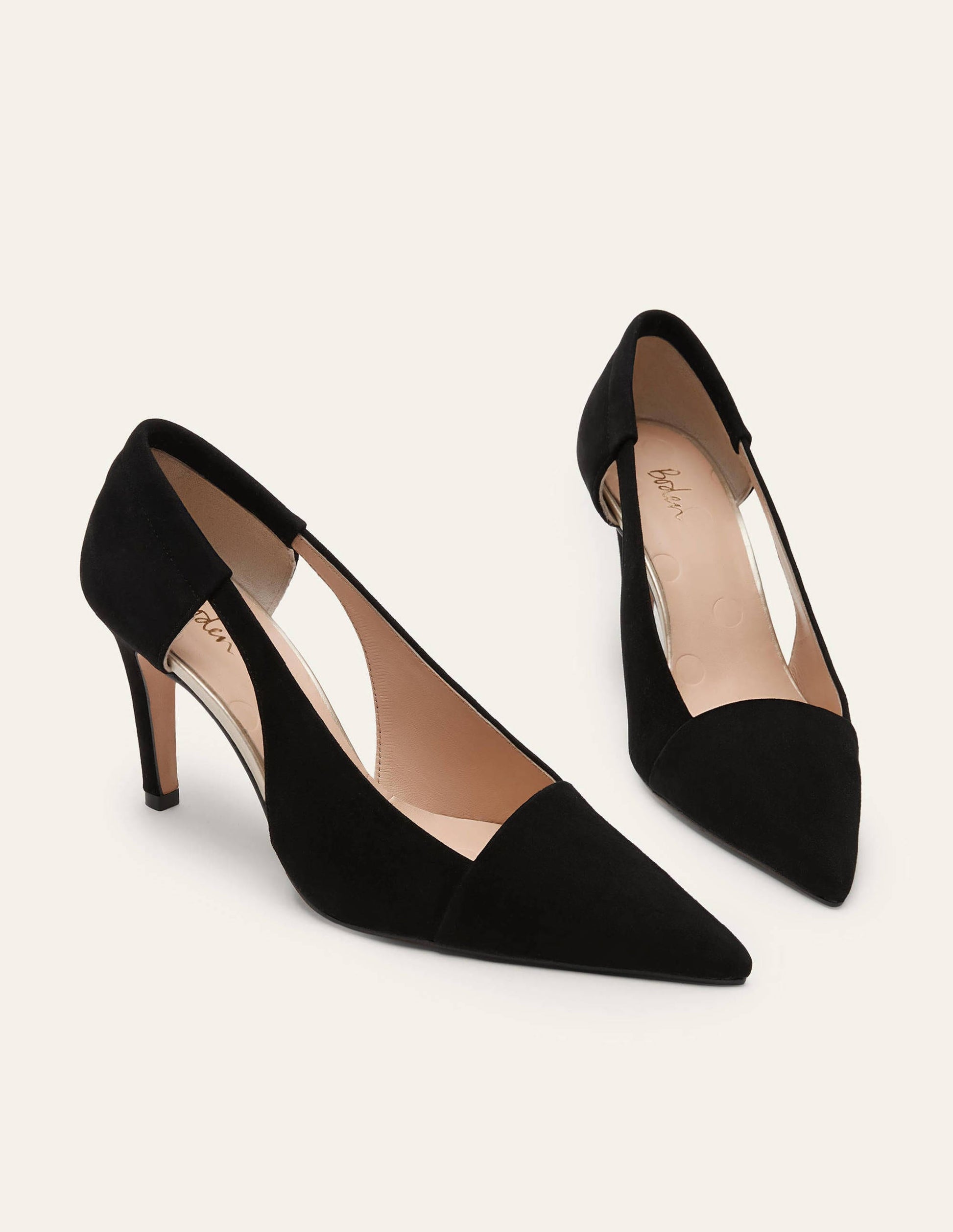 Pumps aus Veloursleder mit Cut-Out-Details-Schwarz-1