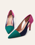 Pumps aus Veloursleder mit Cut-Out-Details-Waldgrün/Navy/Knalliges Stiefmütterchen