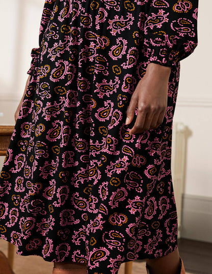 Evelyn Jersey-Midikleid-Azalee, Aufwändiges Paisleymuster-2