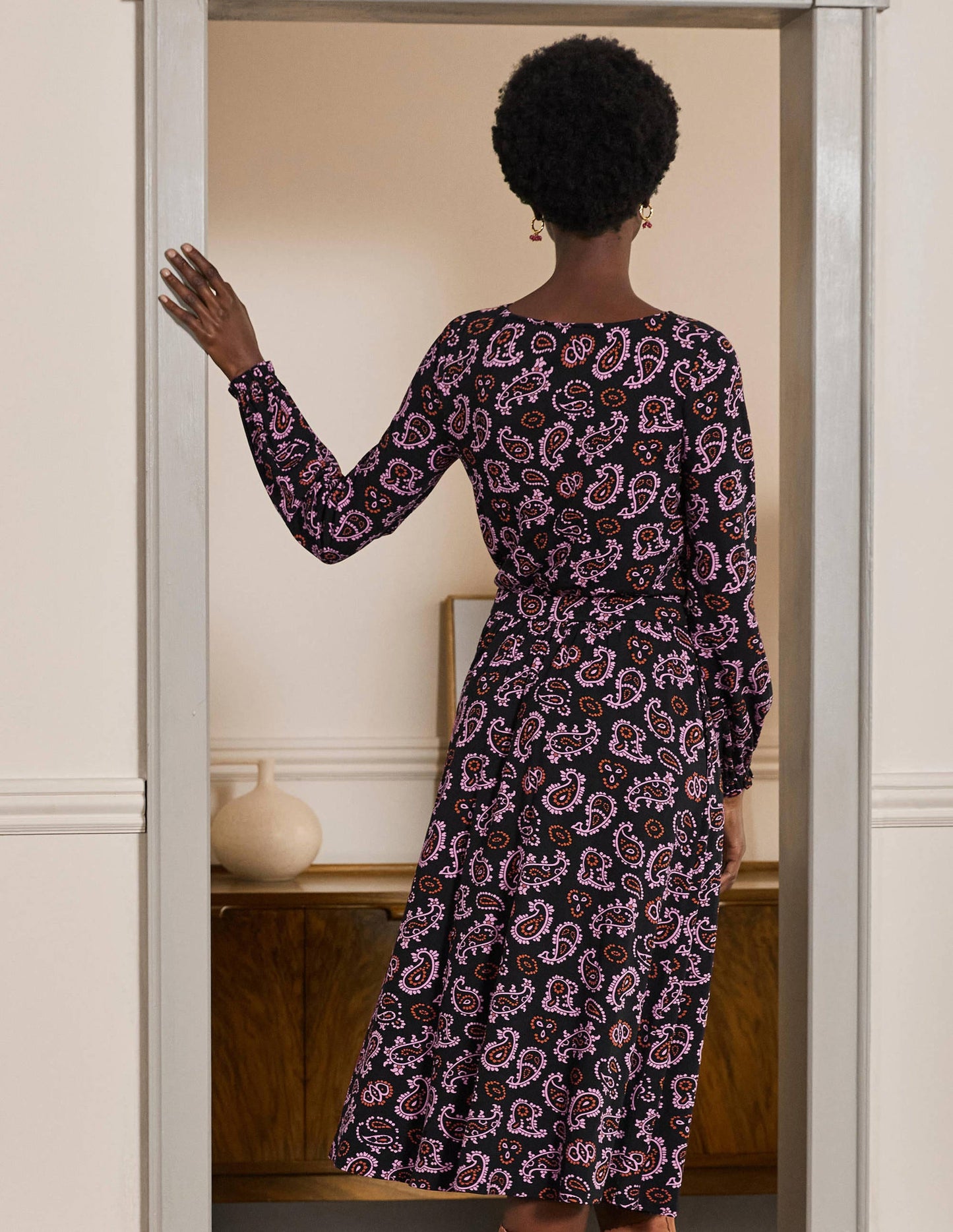 Evelyn Jersey-Midikleid-Azalee, Aufwändiges Paisleymuster