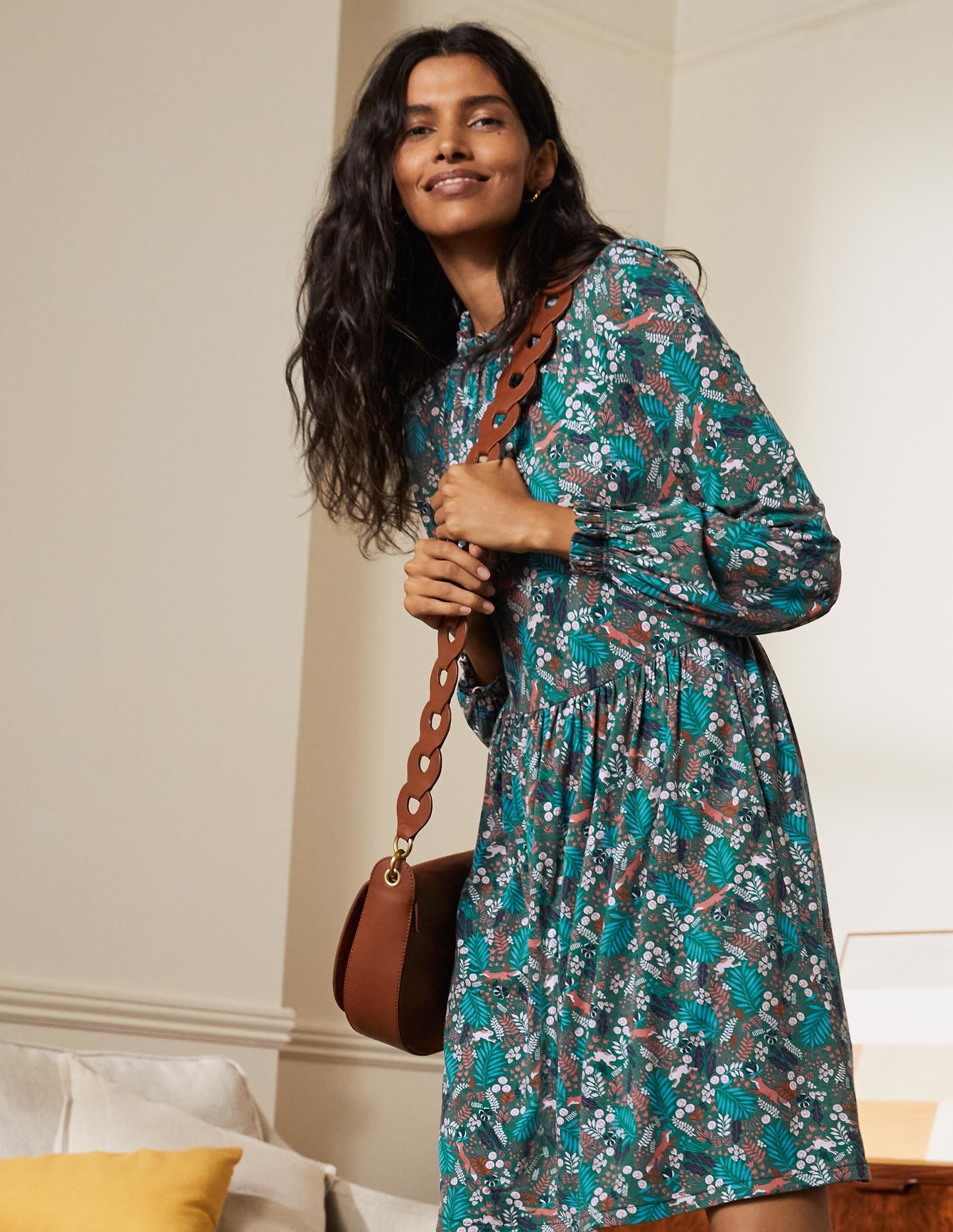 Robe Clara en jersey-Forêt profonde, forêt enchantée - Image 5