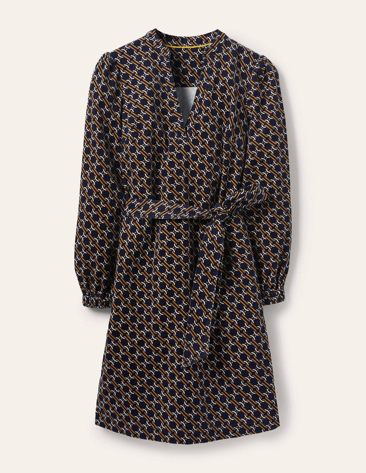 Esmeralda Kleid mit Taillengürtel-Navy, Geometrisches Gliedermuster-5