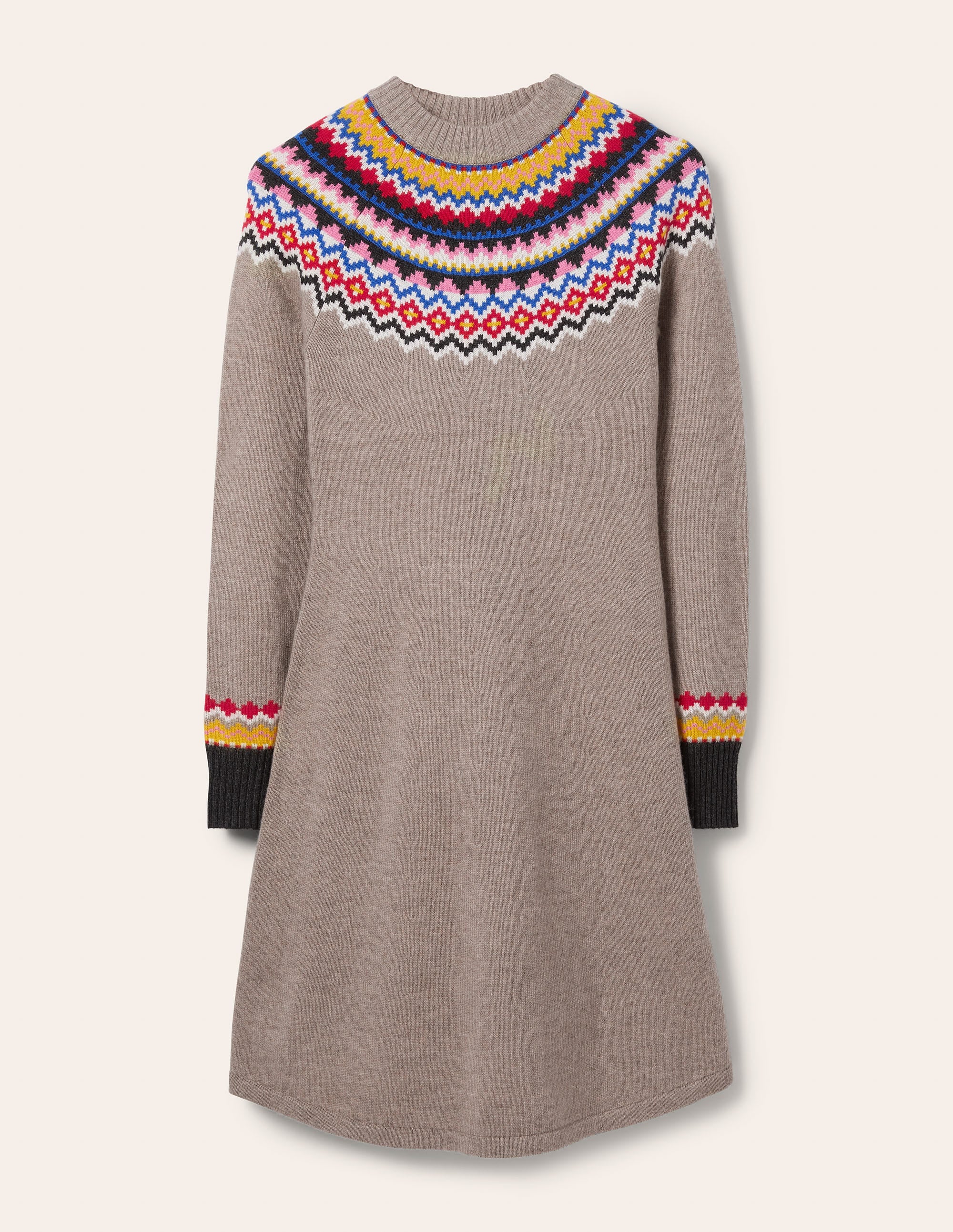 Robe Millie en maille motif jacquard-Vison chiné - Image 5