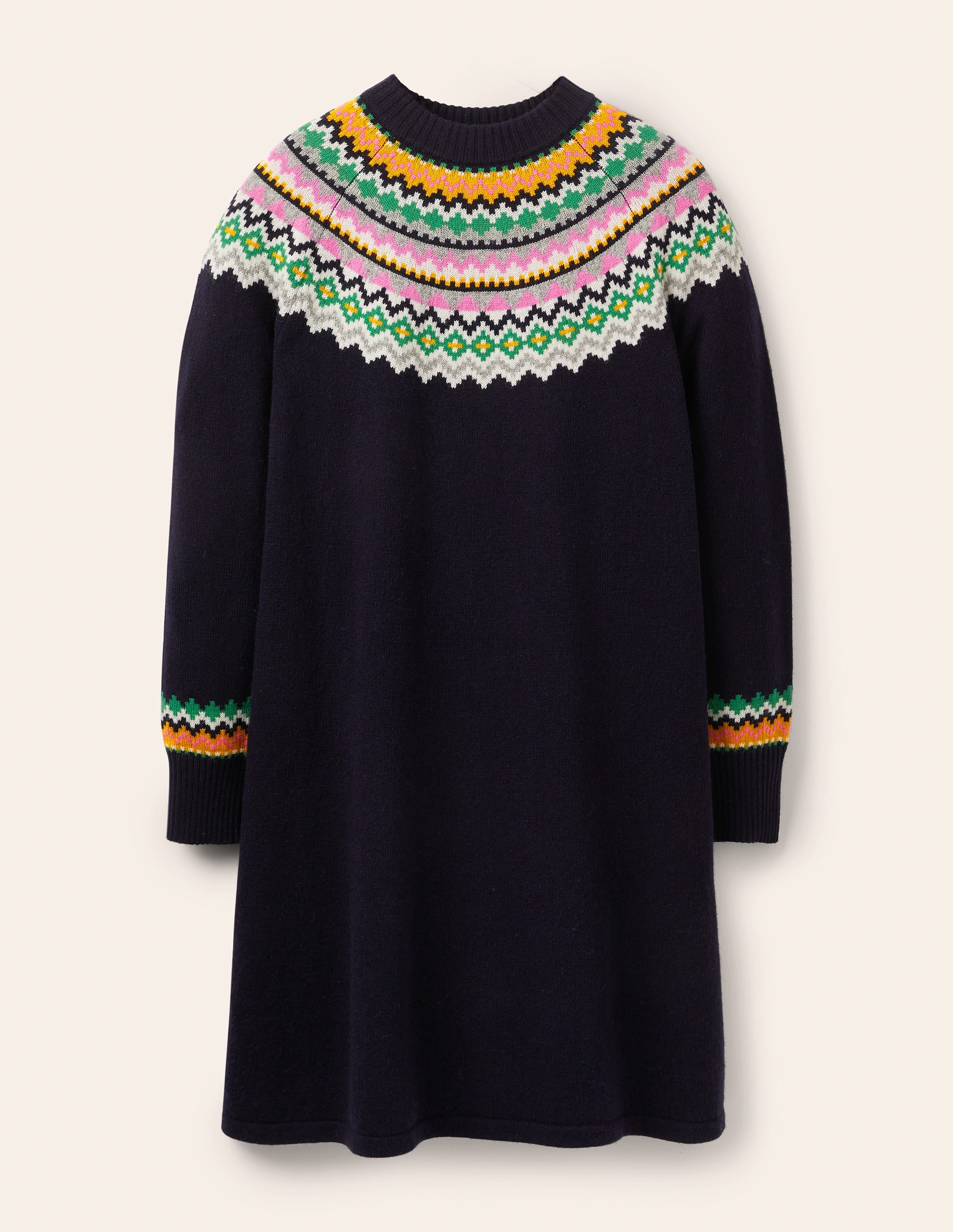 Robe Millie en maille motif jacquard-Bleu marine - Image 8
