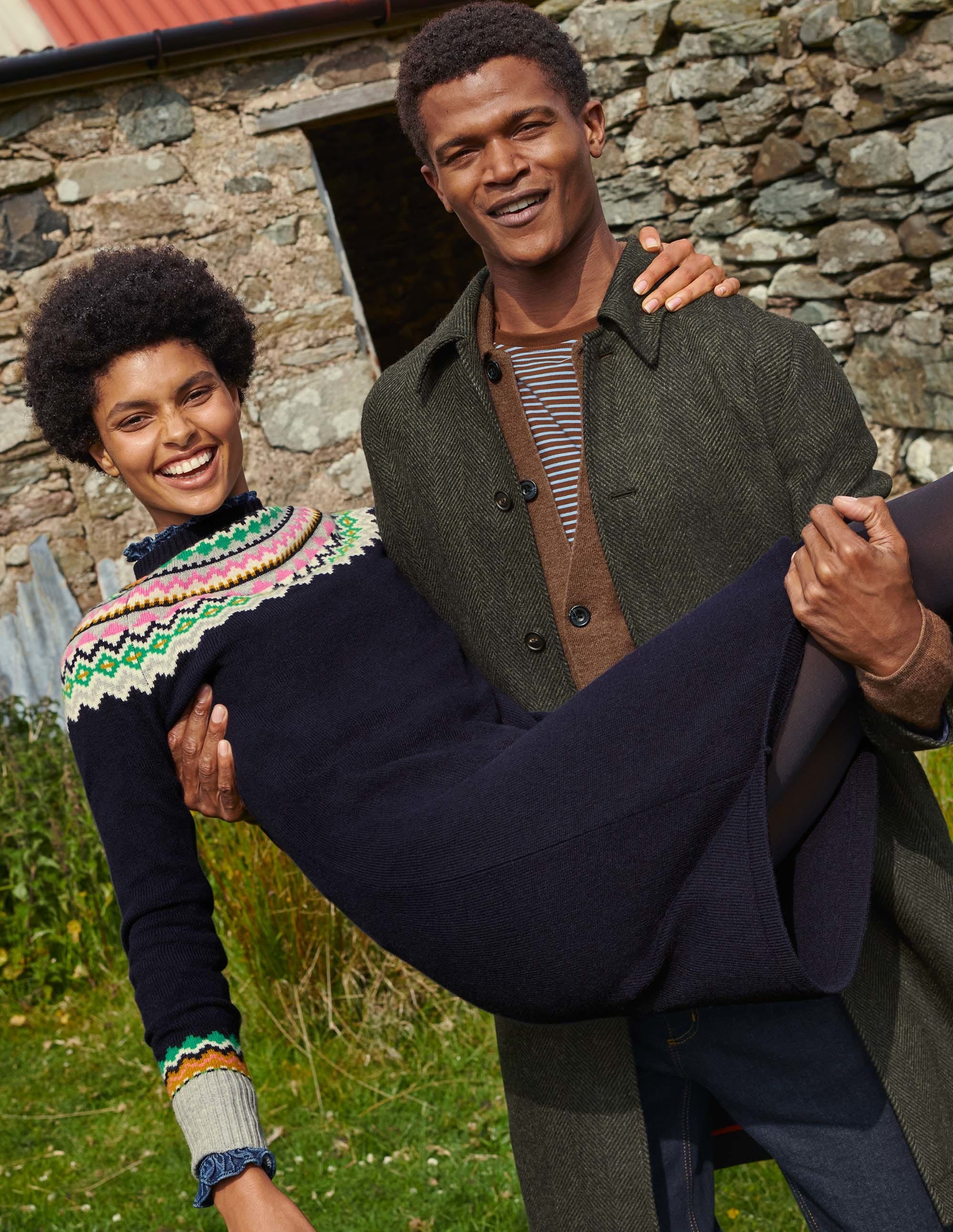Robe Millie en maille motif jacquard-Bleu marine - Image 6