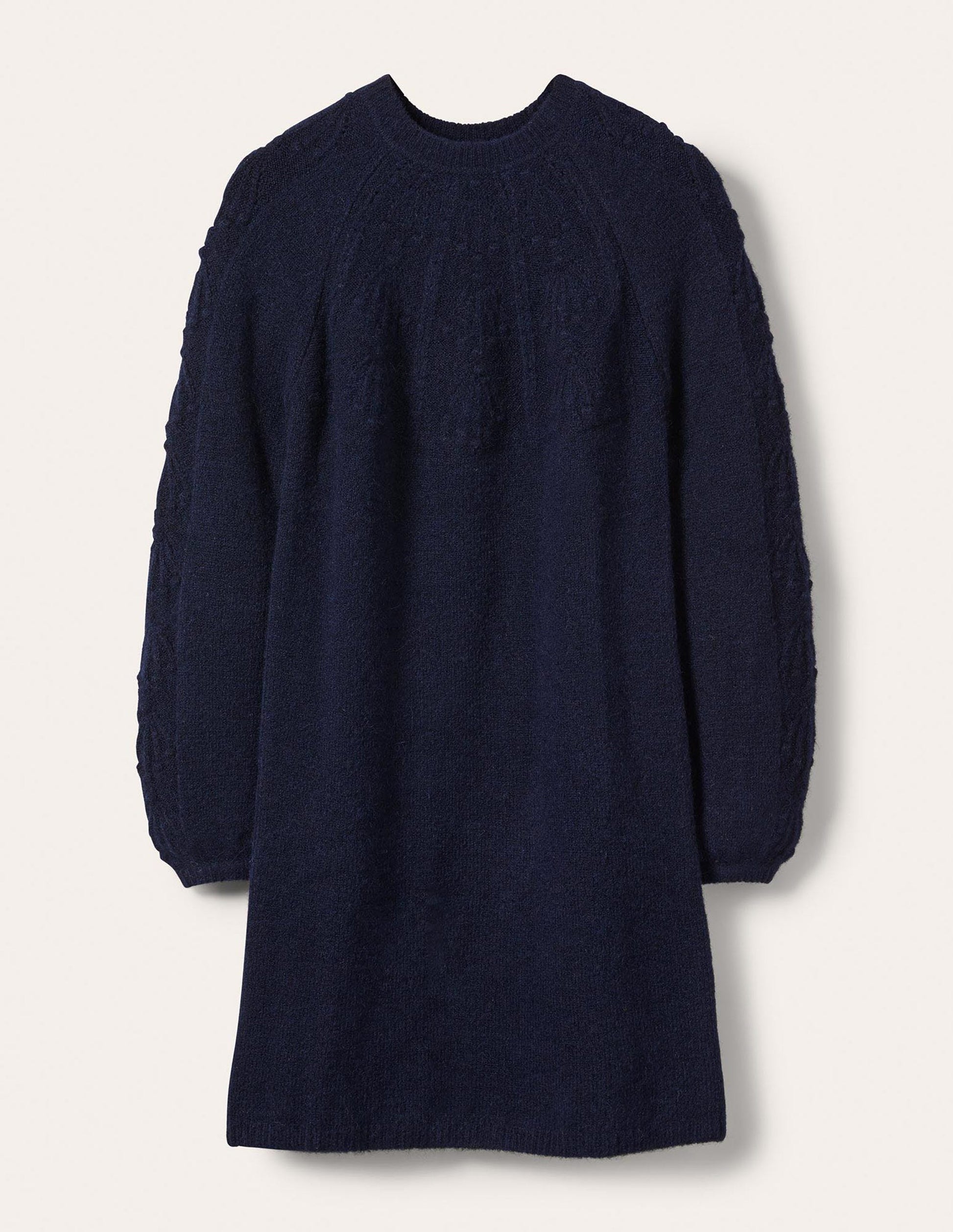 Strickkleid mit Zopfmuster-Marineblau-5