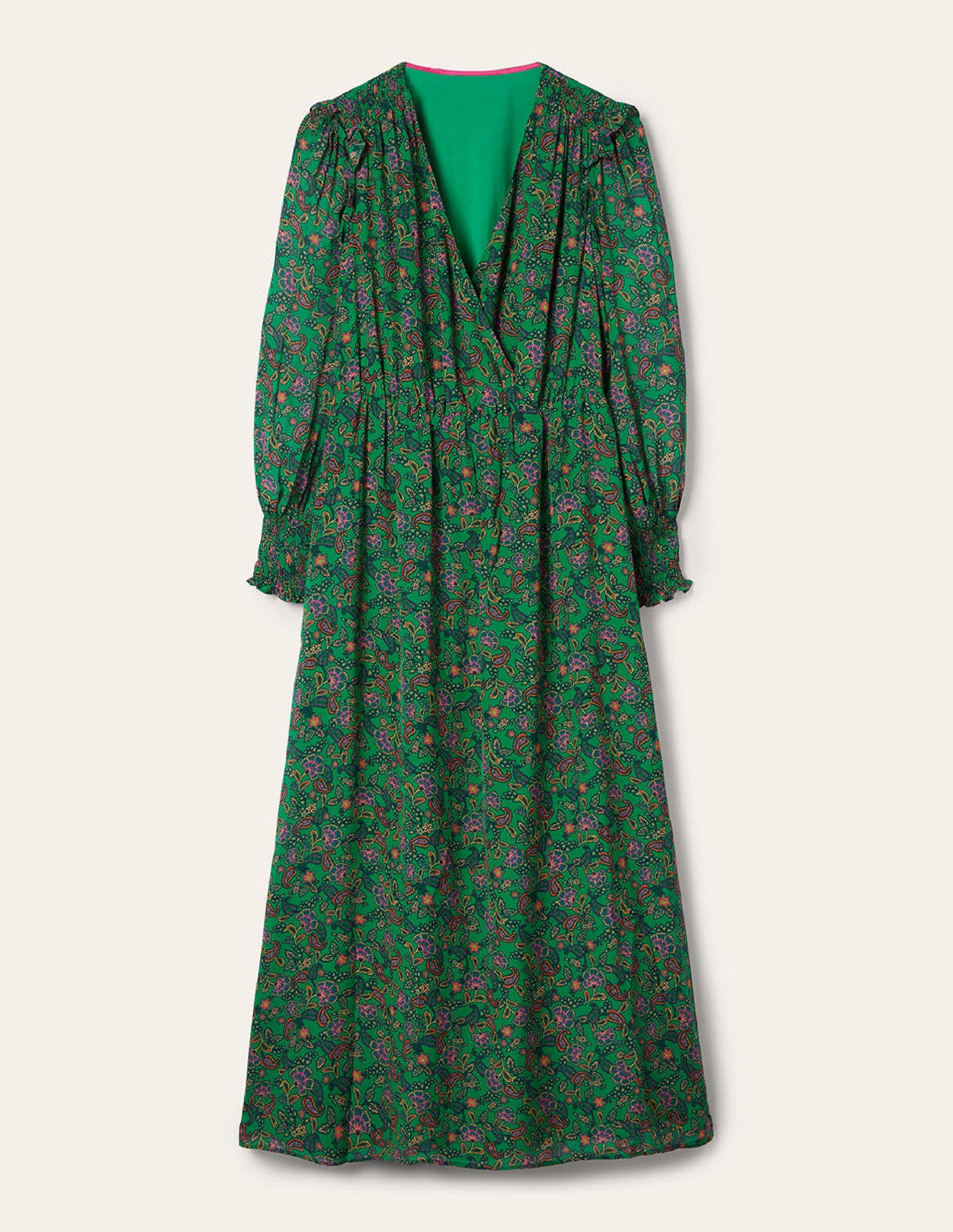Becky Midi-Wickelkleid-Schottengrün, Exotisches Blumenmuster-7