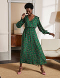 Becky Midi Wrap Dress-Highland Green, Exotic Floral