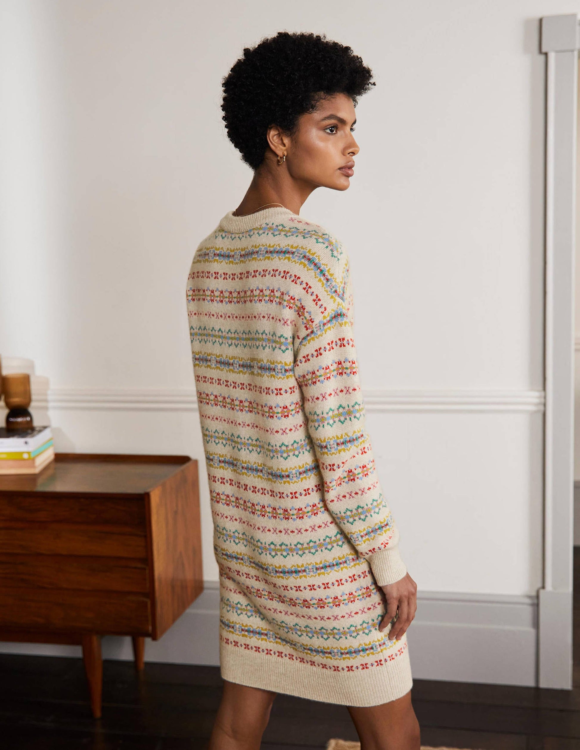 Fair-Isle-Kleid aus Kaschmir-Hellbeige Melange-3