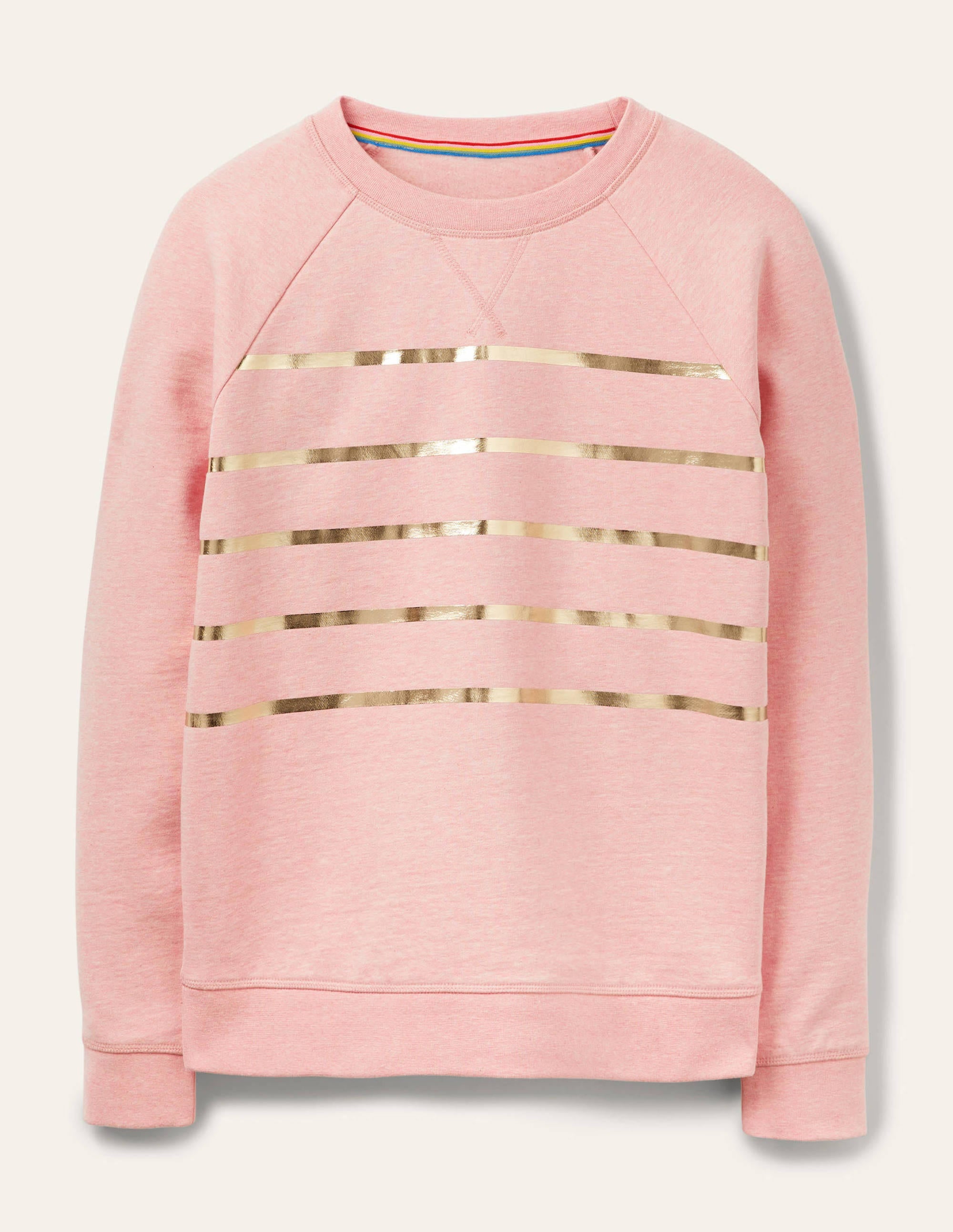Sweat en coton imprimé-Rose chiné, rayé métallisé doré - Image 6