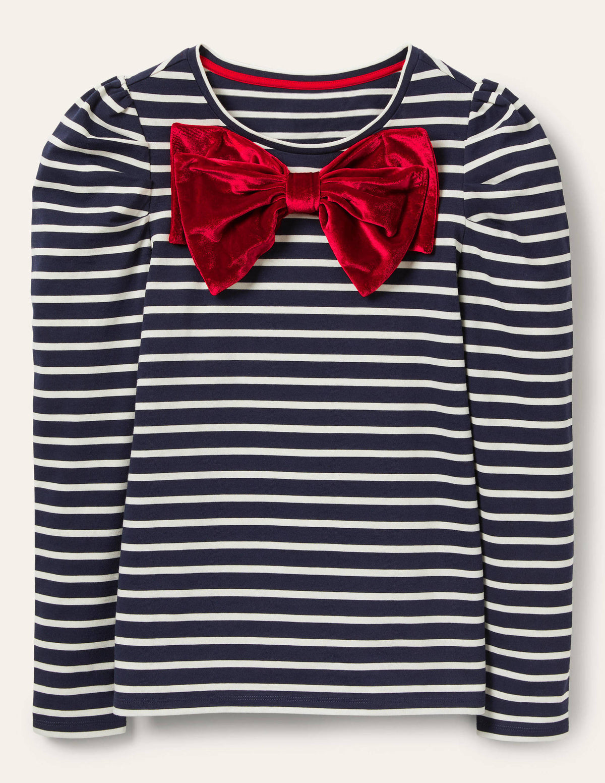 Imogen Bretonshirt-Navy/Naturweiß/Rot, Schleife-6