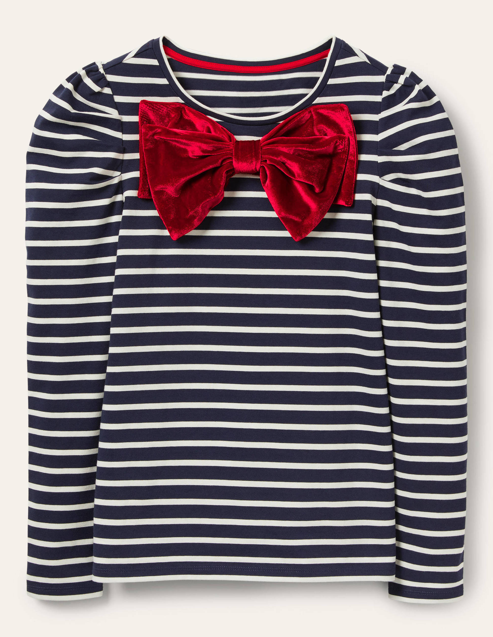 Imogen Bretonshirt-Navy/Naturweiß/Rot, Schleife - Image 6