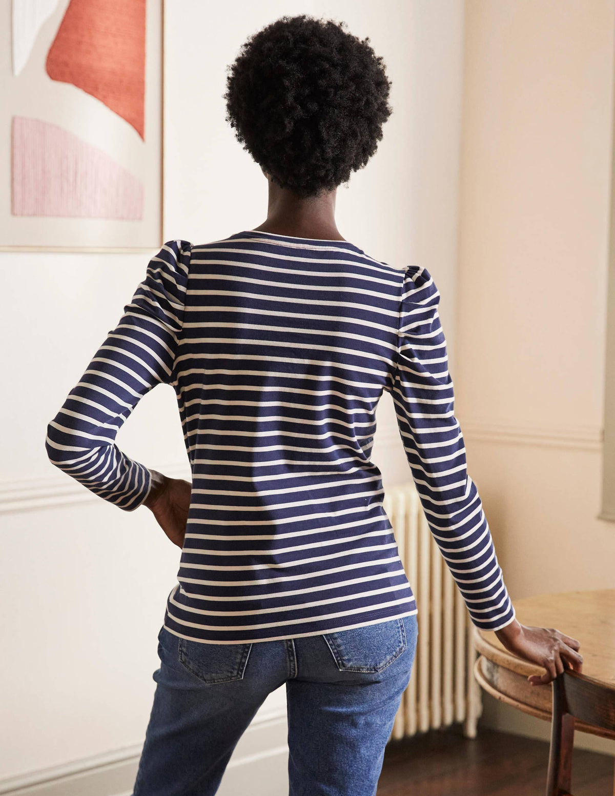 Imogen Bretonshirt-Navy/Naturweiß/Rot, Schleife - Image 3
