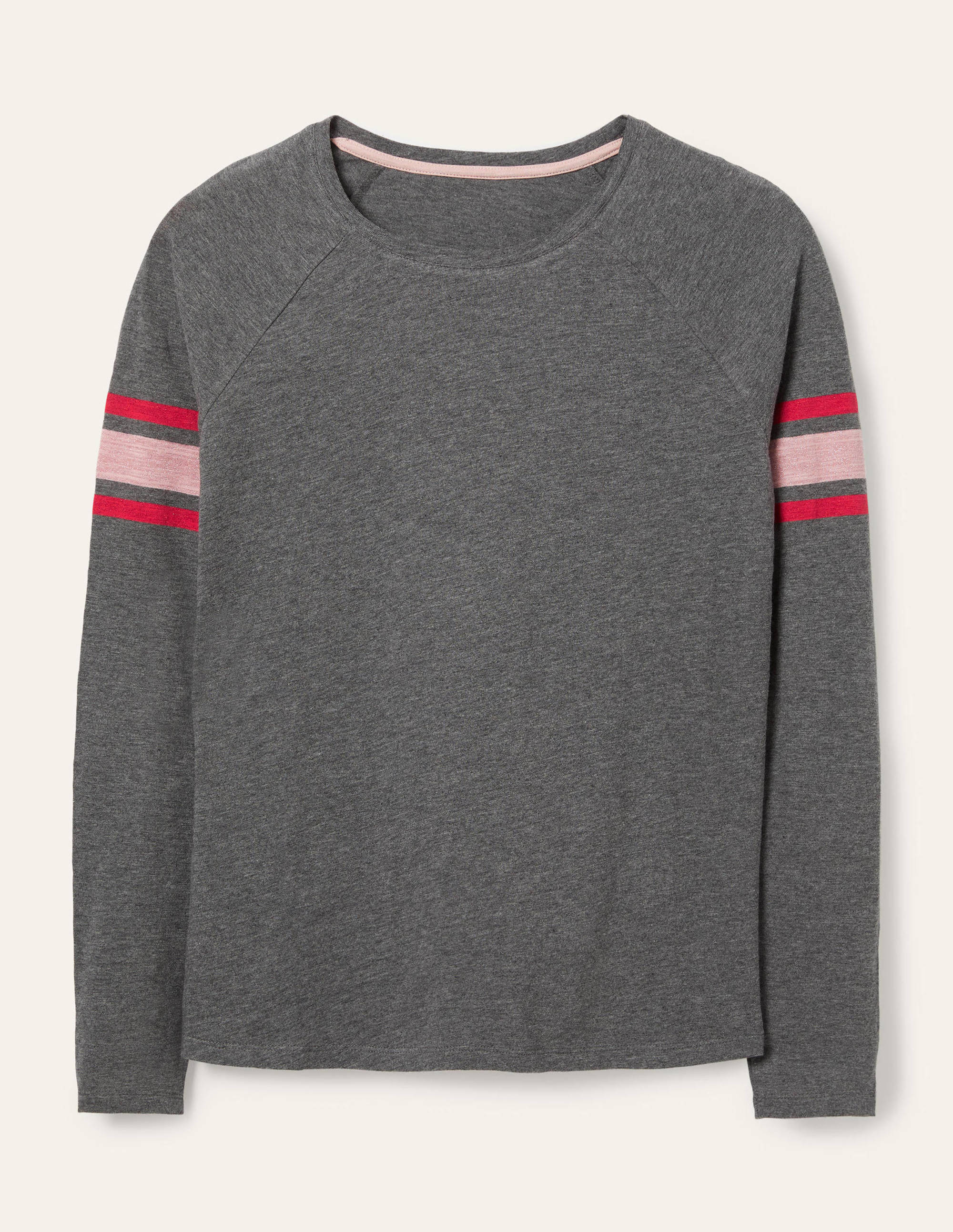 T-shirt de baseball Lorna en jersey-Anthracite chiné, rayé Lurex - Image 5