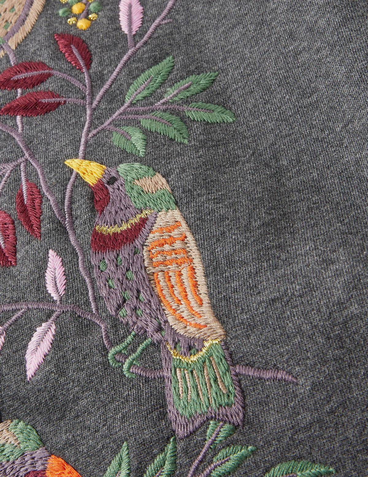 Jasmine Sweatshirt-Anthrazit Meliert, Vogel-Stickerei - Image 5