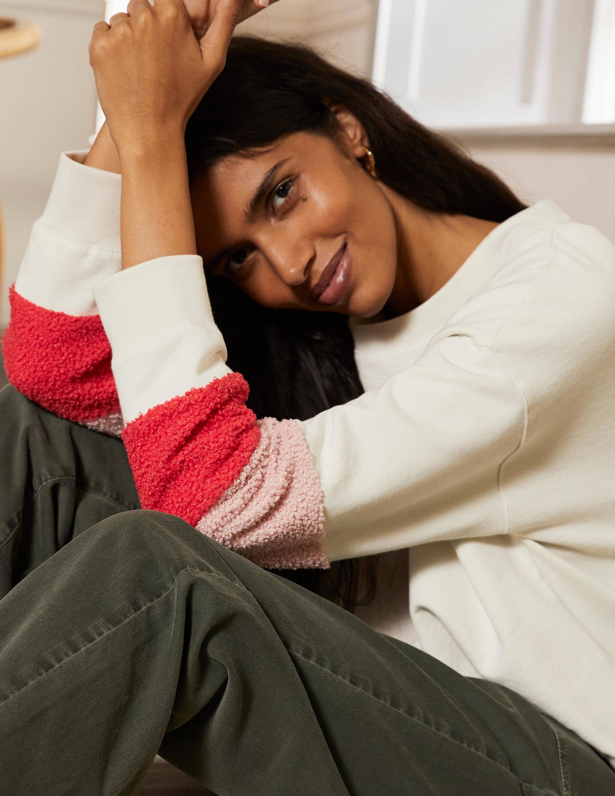 Jasmine Sweatshirt-Naturweiß/Teddy, Blockfarben - Image 2