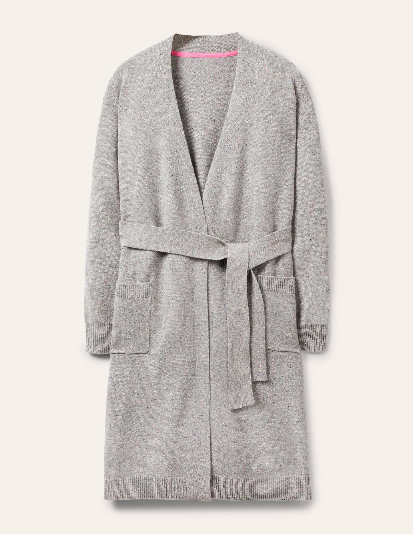 Cashmere Robe-Mid Grey Melange, Multi Neps