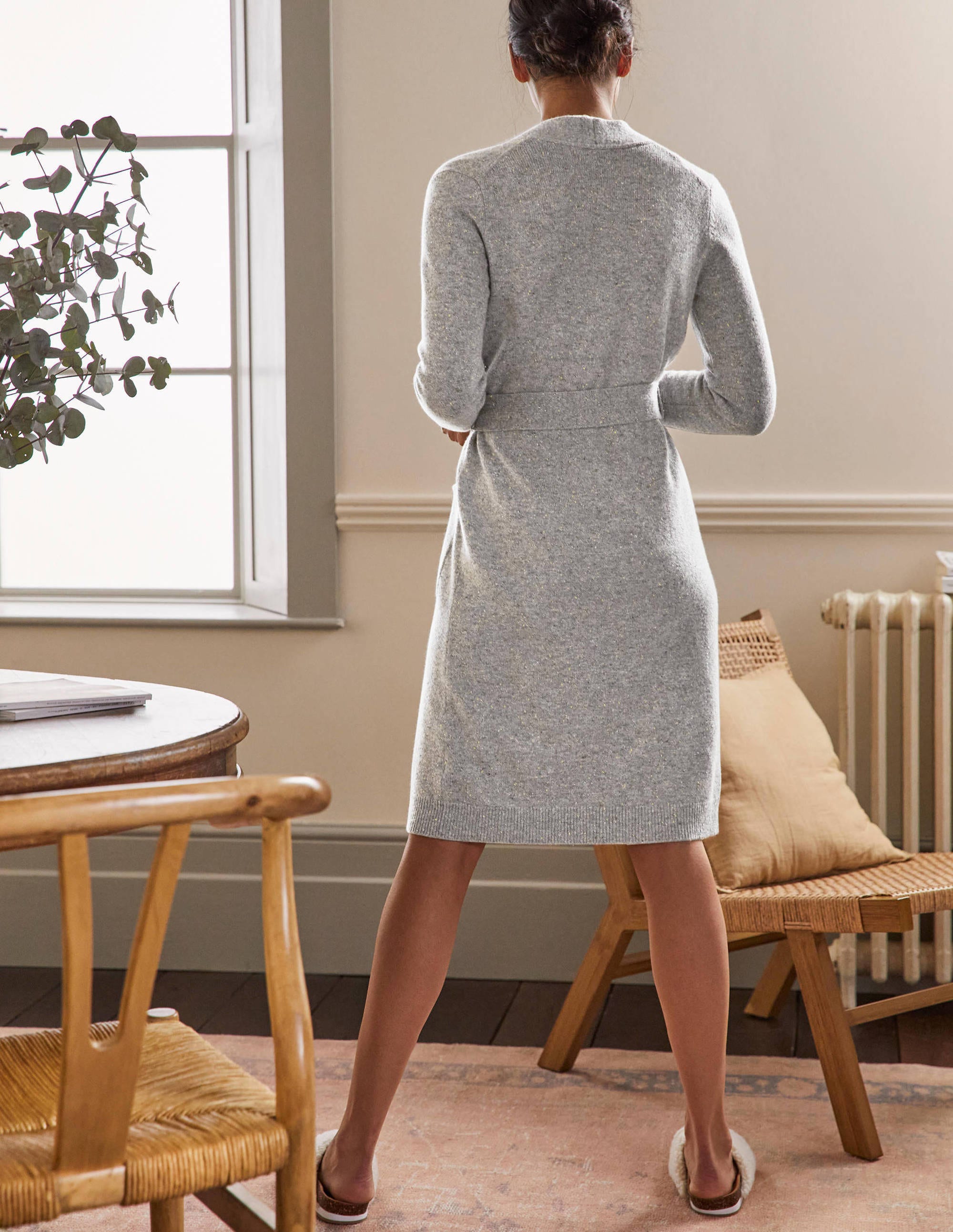 Robe de chambre Wilton en cachemire-Gris moyen chiné, Neps multi - Image 3
