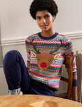 Pull de Noël-Rudolph bleu marine multi