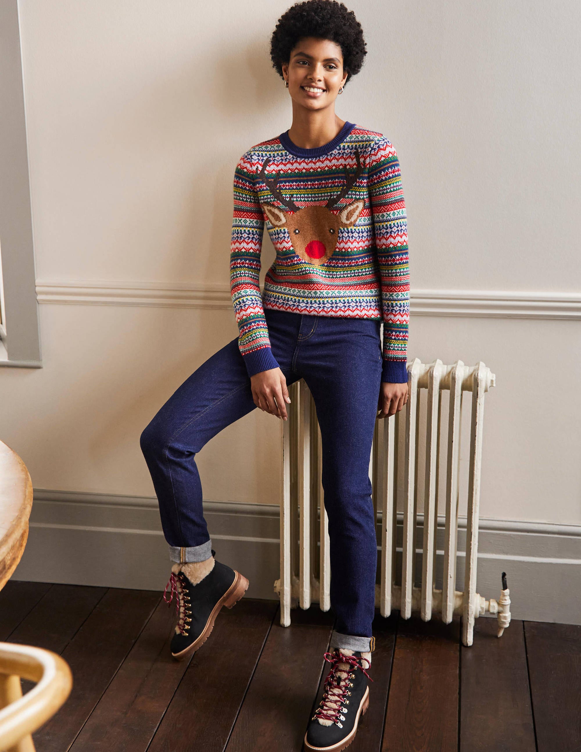 Pull de Noël-Rudolph bleu marine multi - Image 4