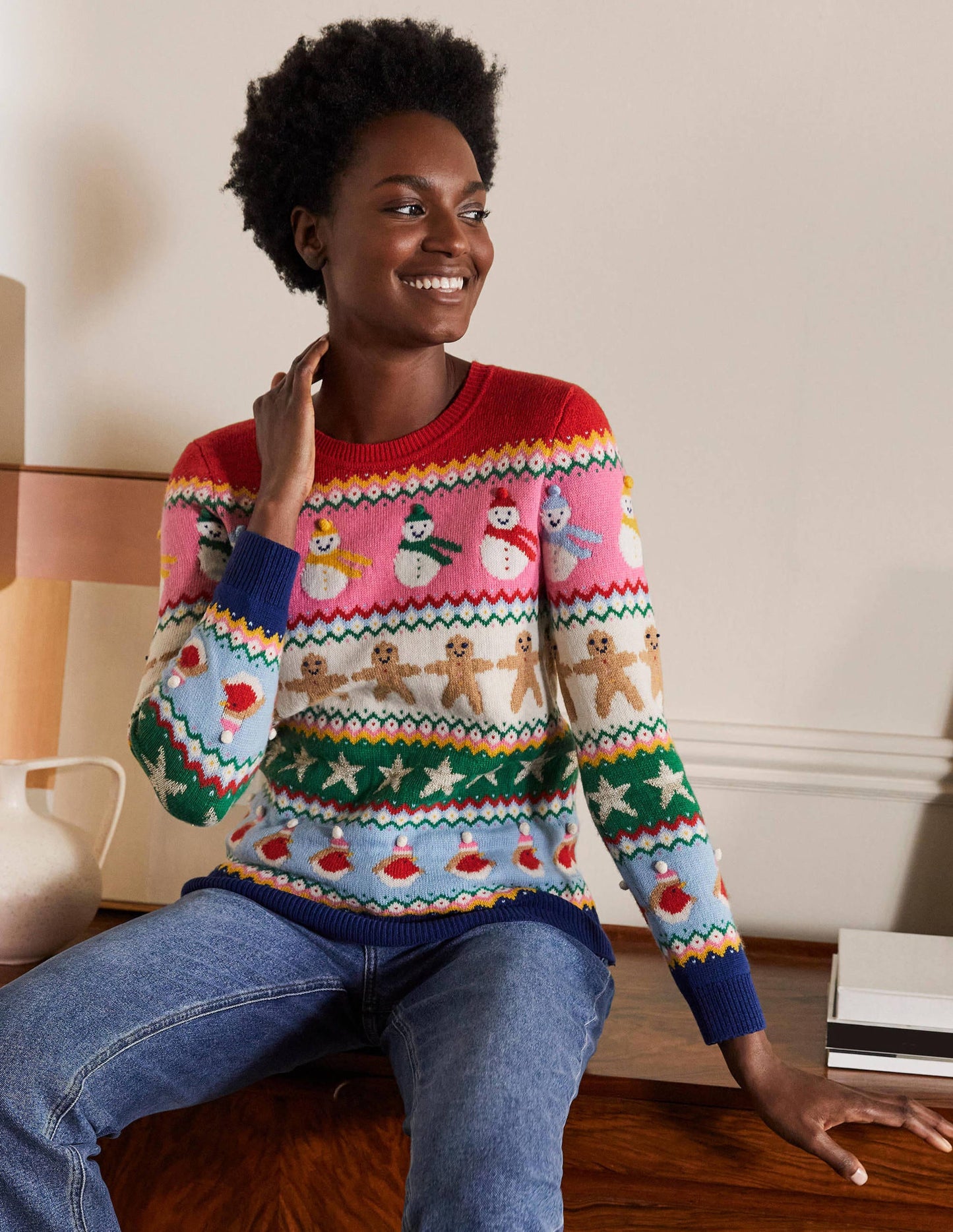 Weihnachtlicher Pullover-Festliches Fair-Isle-Muster