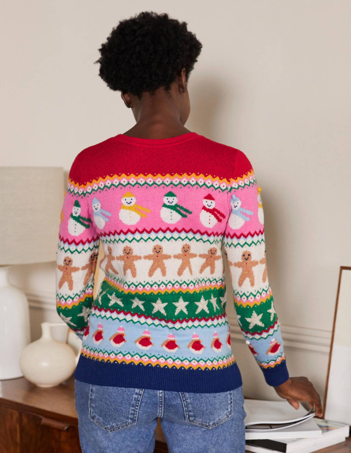 Weihnachtlicher Pullover-Festliches Fair-Isle-Muster