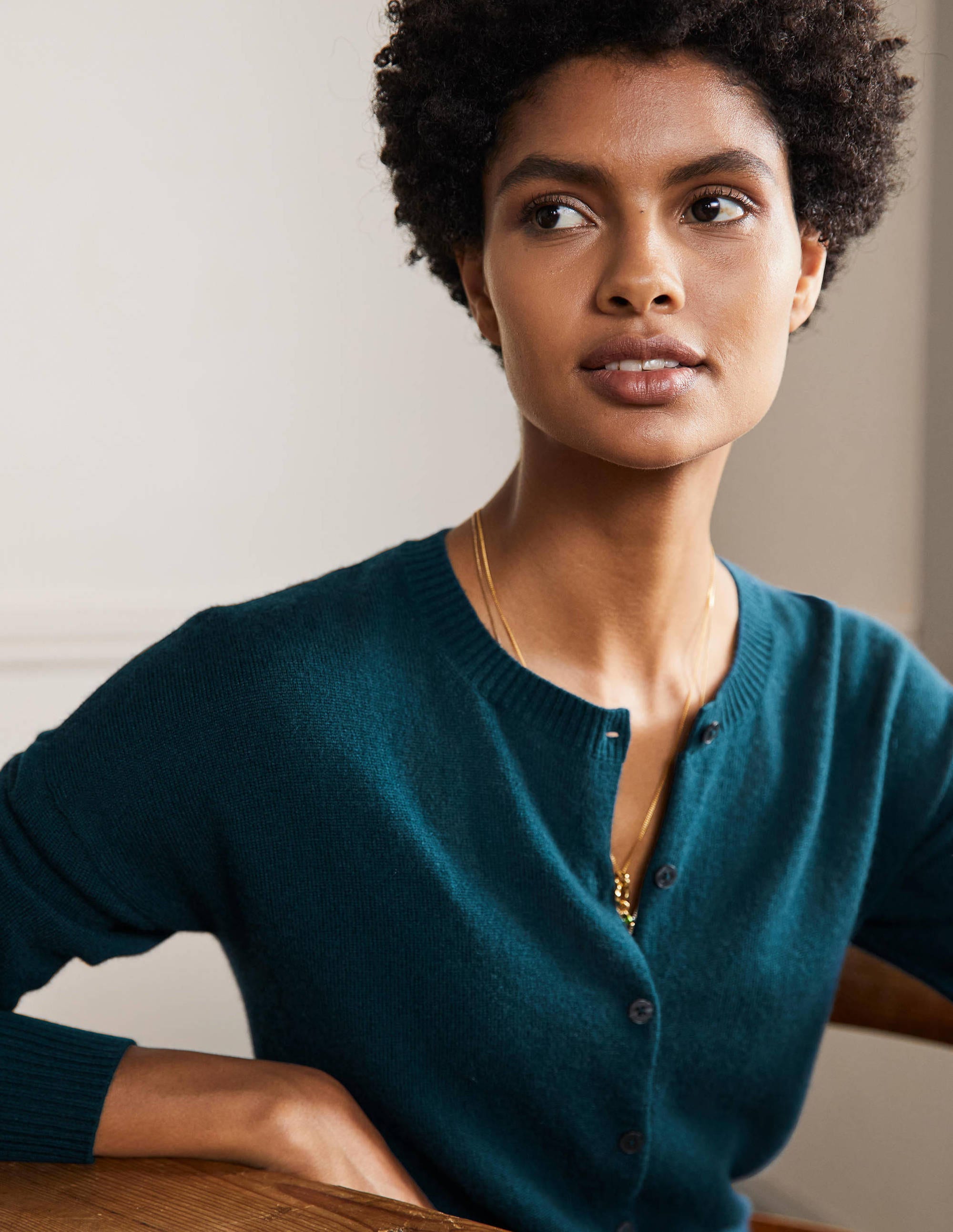 Cashmere Cardigan-Dark Teal - Image 2