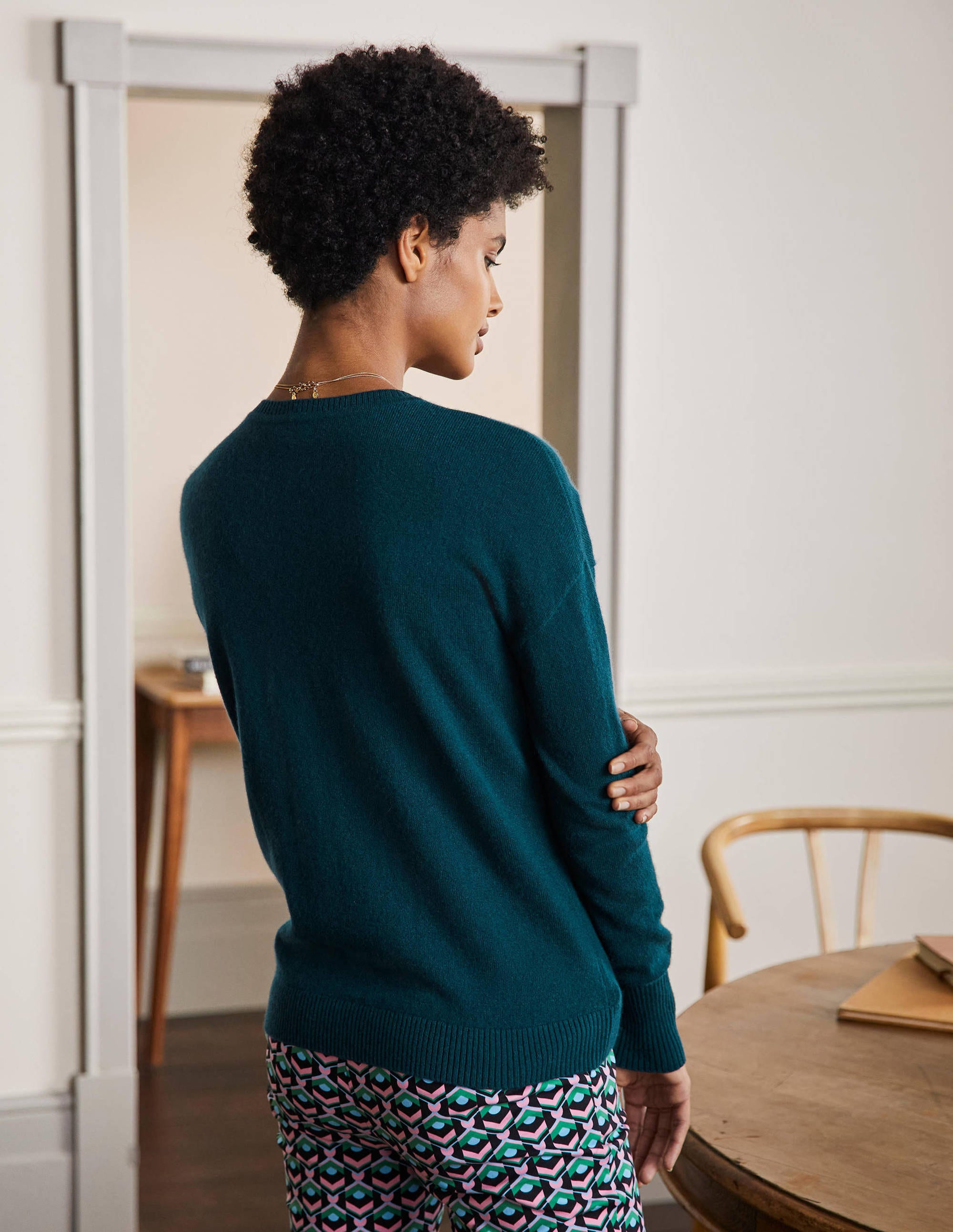 Cashmere Cardigan-Dark Teal - Image 3